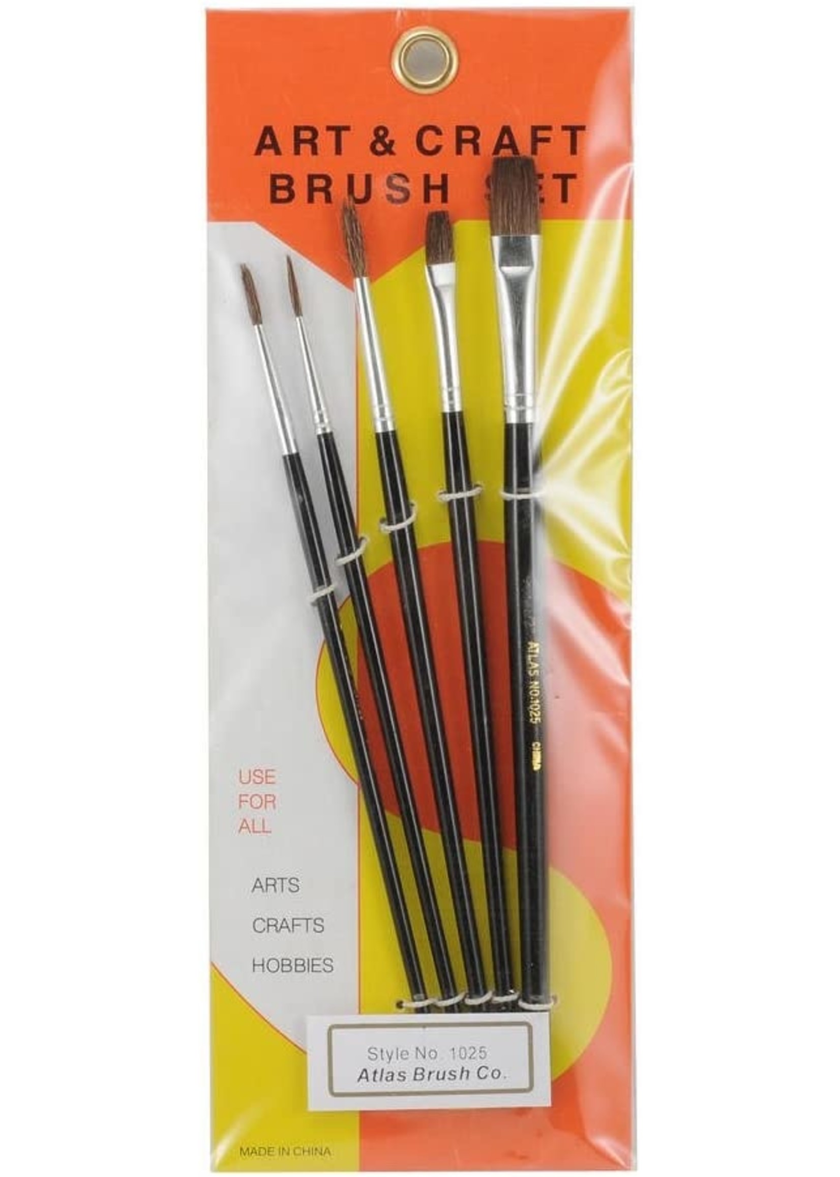 Atlas Brush Co. 1025 - Round and Flat Camel Hair 5 Piece Brush Set