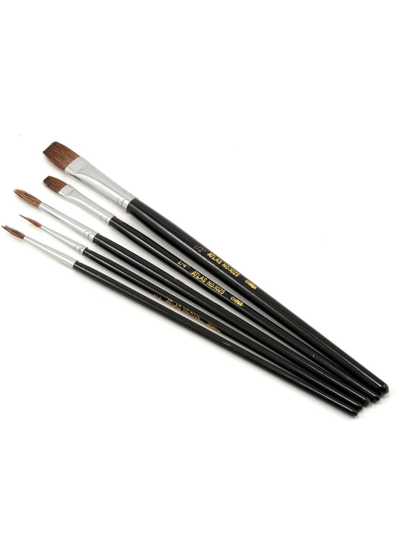 Atlas Brush Co. 1025 - Round and Flat Camel Hair 5 Piece Brush Set