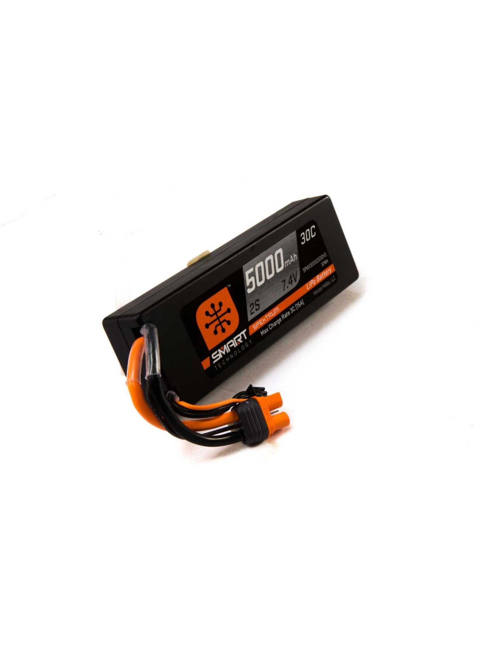 Spektrum SPMX50002S30H3 - 7.4V 5000mAh 2S 30C Smart LiPo Hardcase Battery: IC3