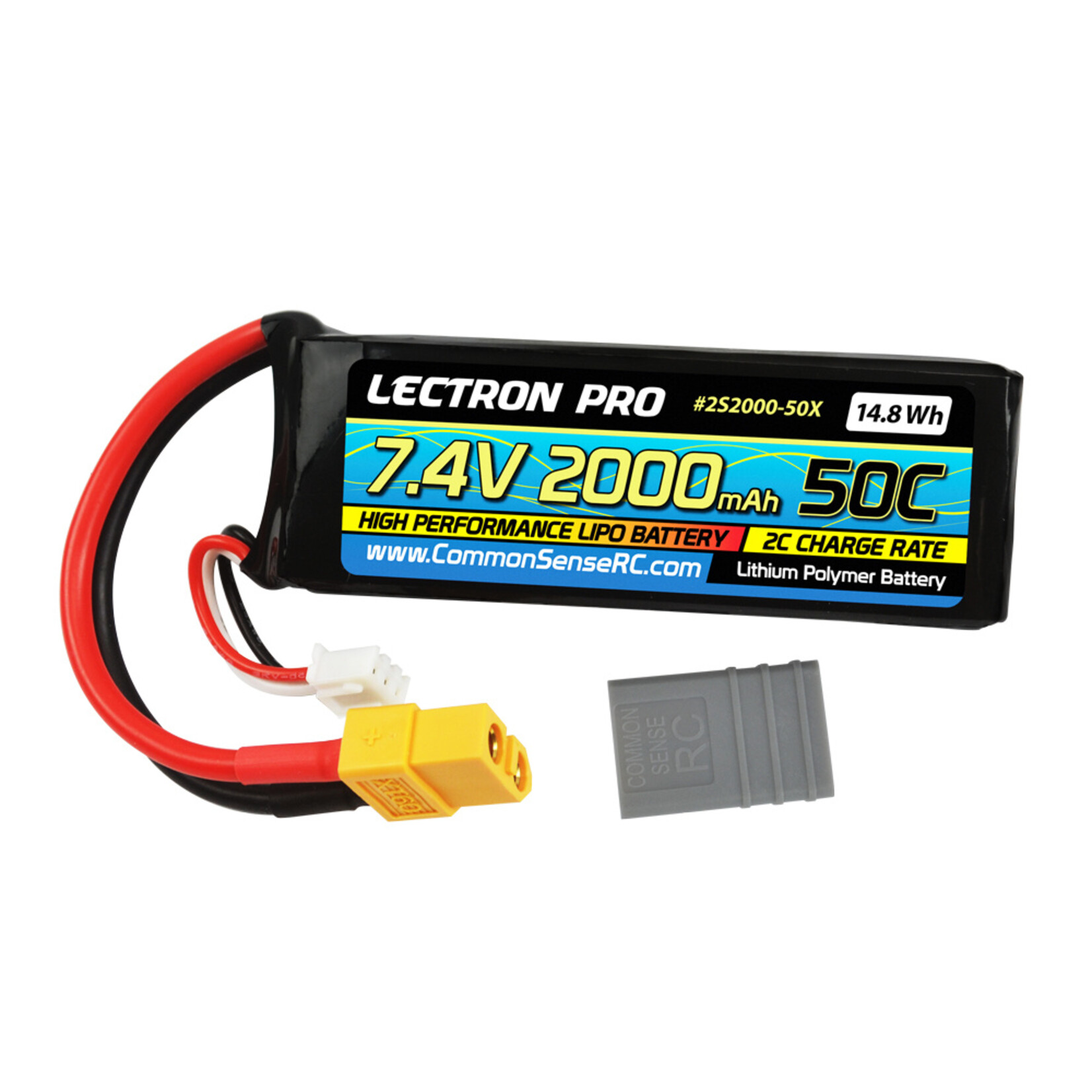 Common Sense RC 2S2000-50X - 7.4V 2000 50c XT60/Traxxas Adapter