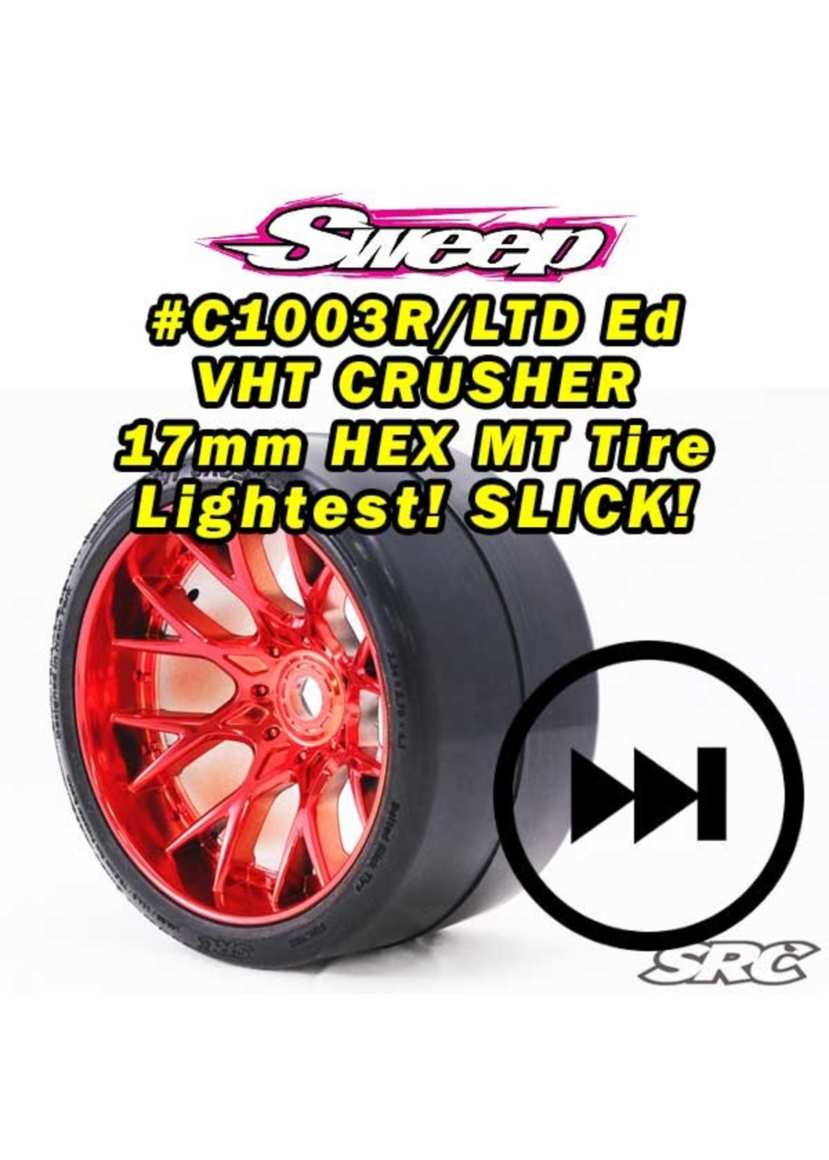SWEEP C1003R - MT Road Crusher Slick Tire Red Chrome