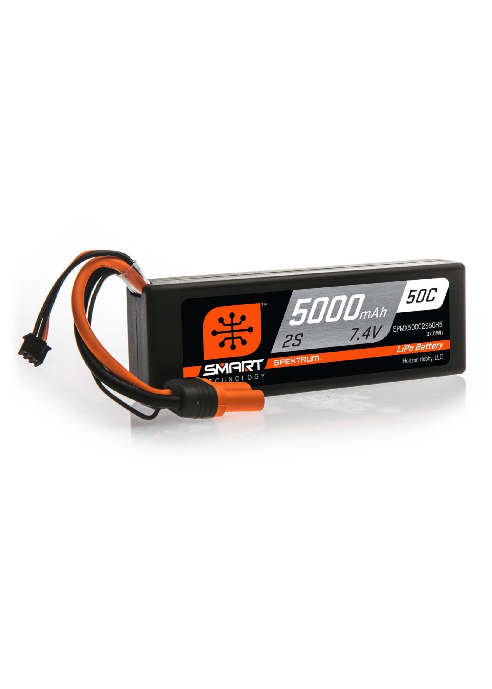 Spektrum SPMX50002S50H5 - 7.4V 5000mAh 2S 50C Smart Hardcase LiPo Battery: IC5