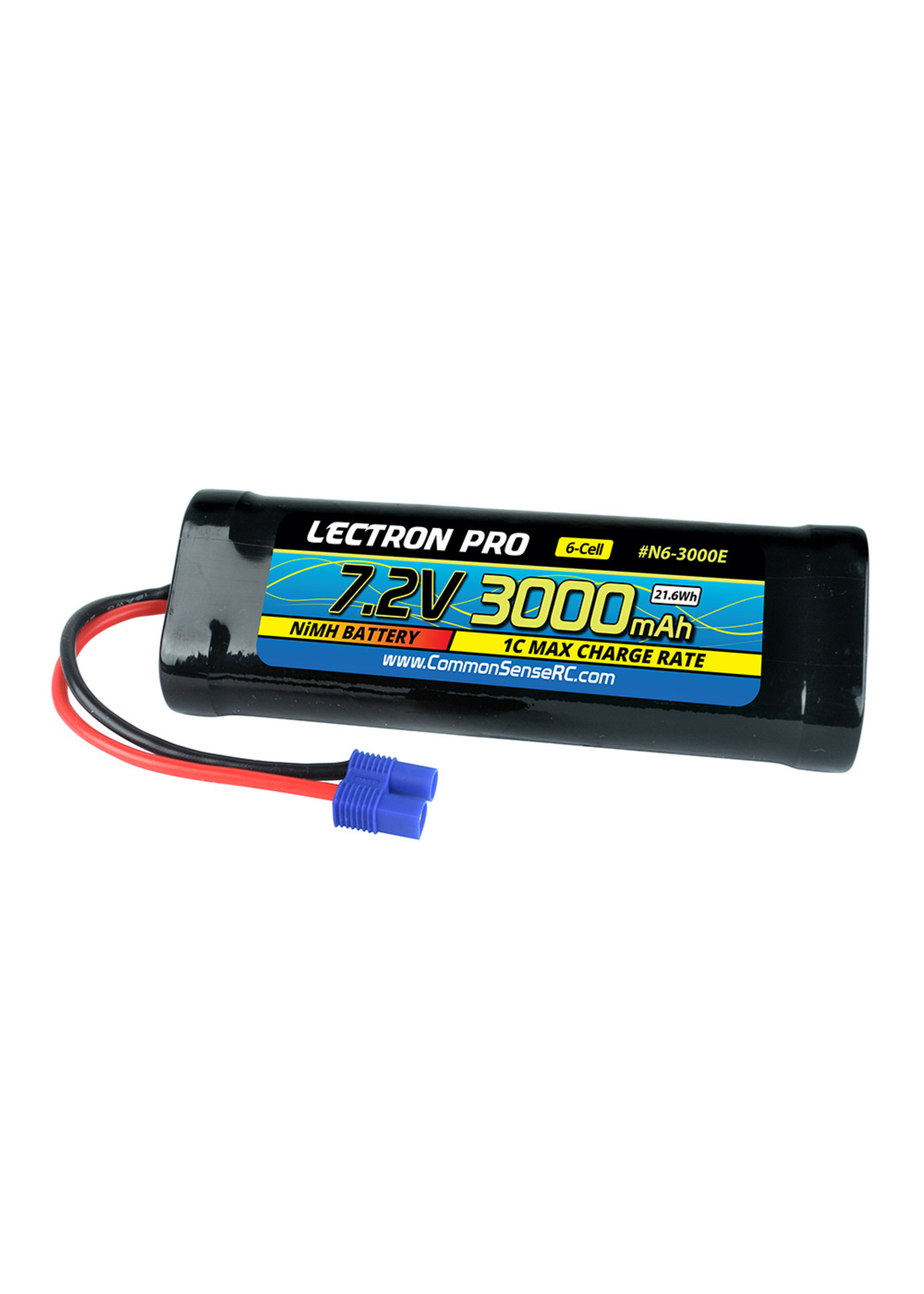 Common Sense RC Lectron Pro NiMH 7.2V (6-cell) 3000mAh Flat Pack with EC3 Connector