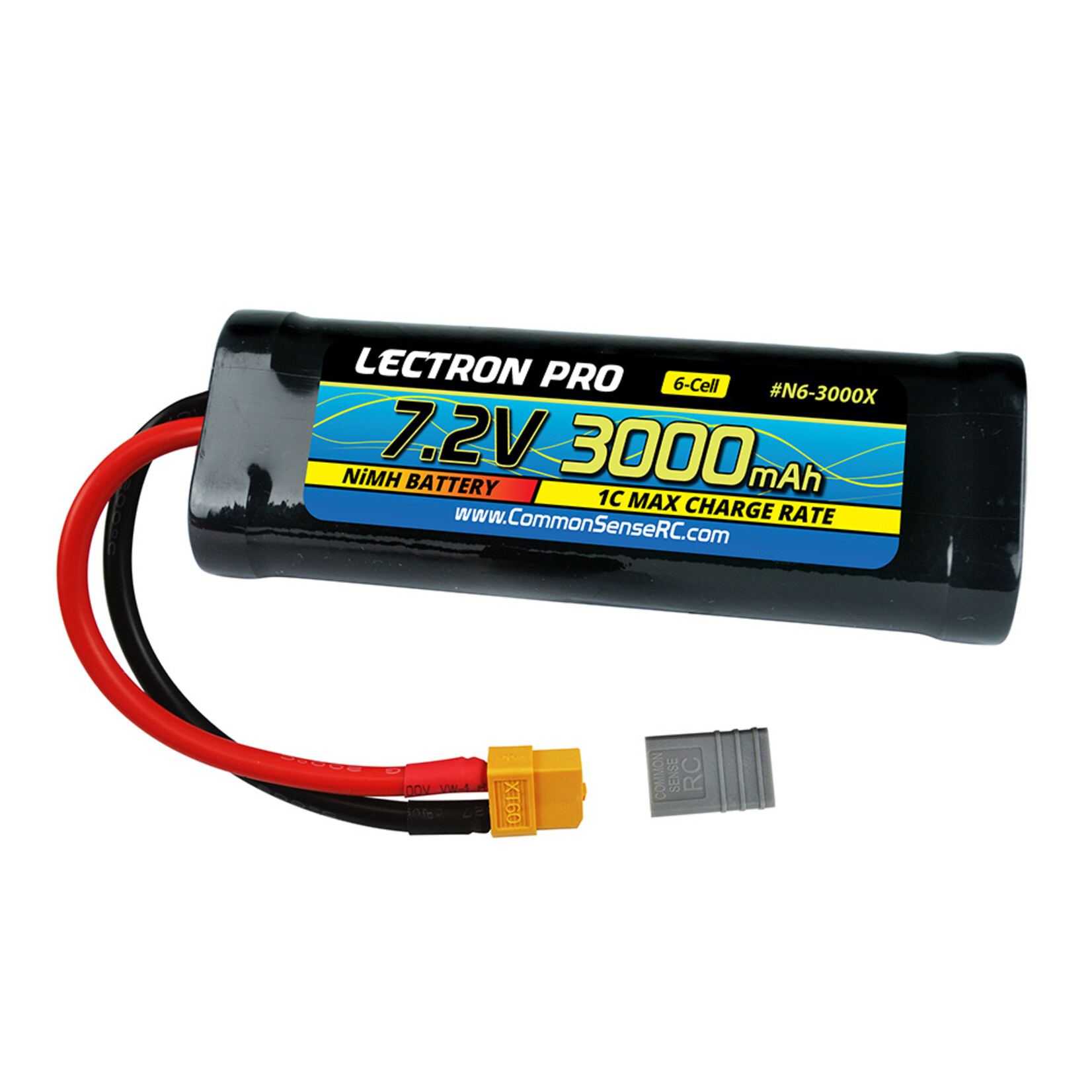 Common Sense RC Lectron Pro NiMH 7.2V (6-cell) 3000mAh Flat Pack with XT60/Traxxas Connector