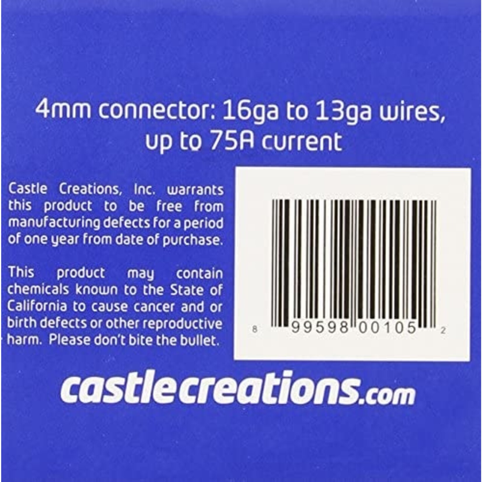 Castle Creations Castle Creations - 4mm Bullet Connector 16G/13G - 75A