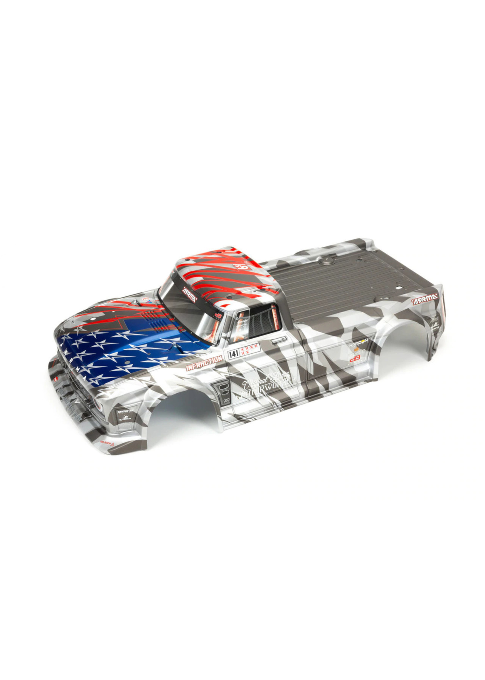 Arrma ARA410006 - Infraction 6S BLX Painted Body - Silver/Red