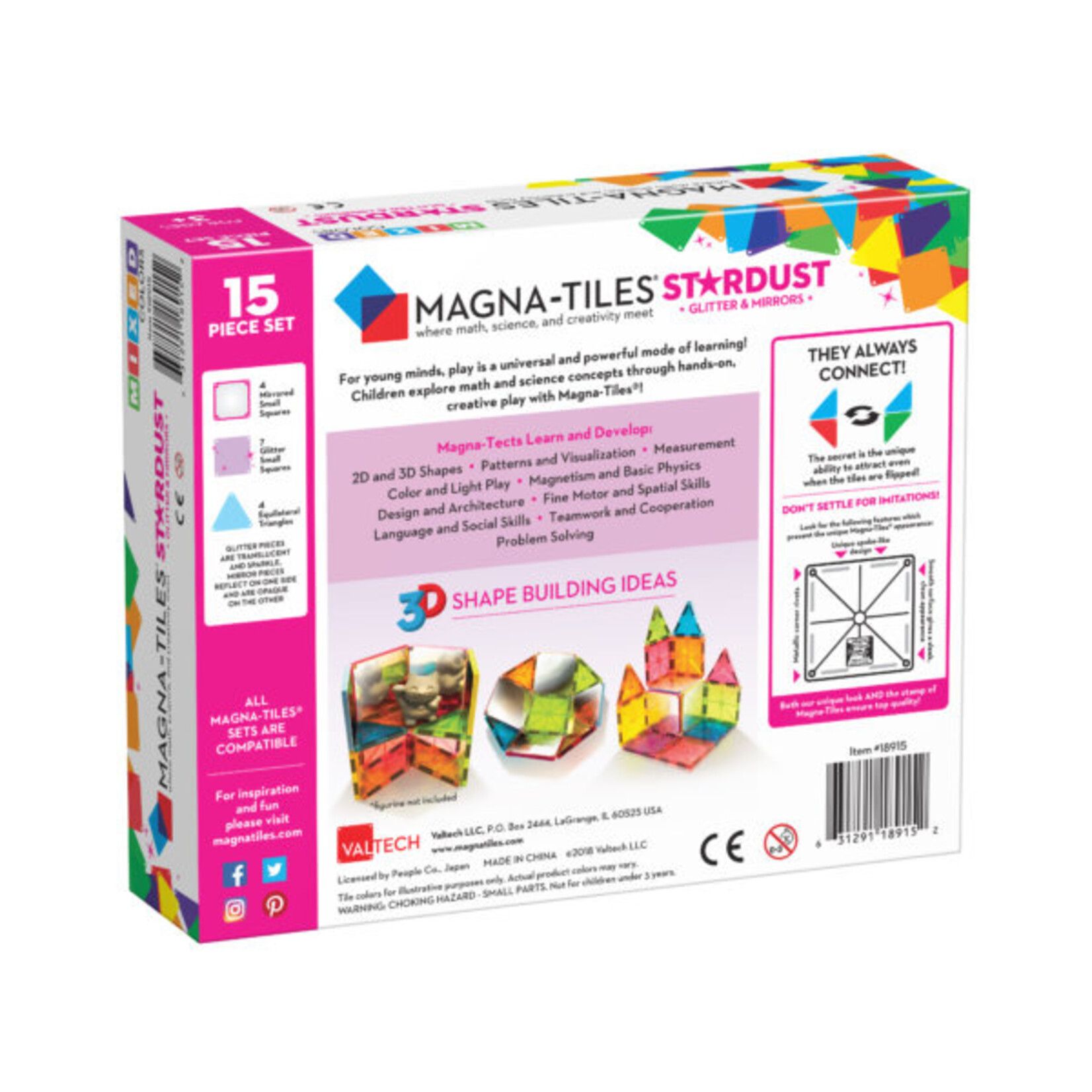 Valtech Magna-Tiles® Stardust 15-Piece Set