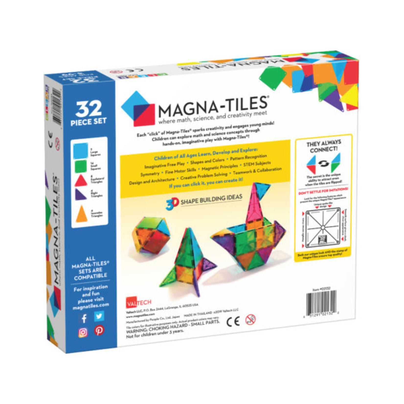 Valtech Magna-Tiles® Clear Colors 32-Piece Set