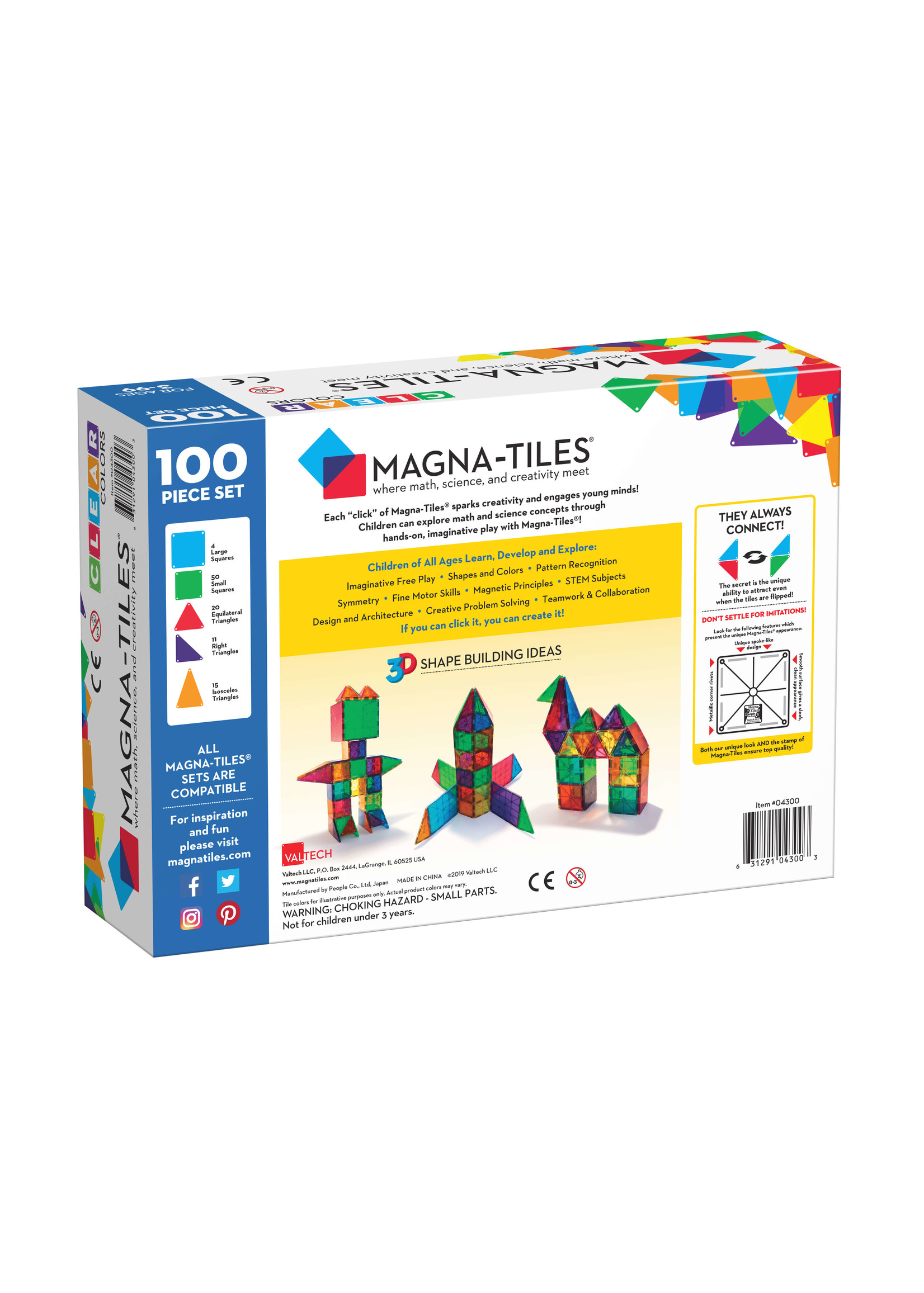 Valtech Magna-Tiles® Clear Colors 100-Piece Set