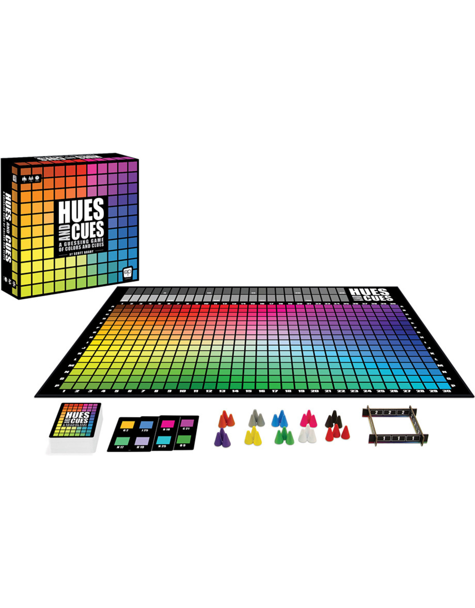 USAOPOLY HUES and CUES//Vibrant Color Guessing Game Perfect for Family Game Night//Connect Clues and Colors Together//480 Color Squares to Guess