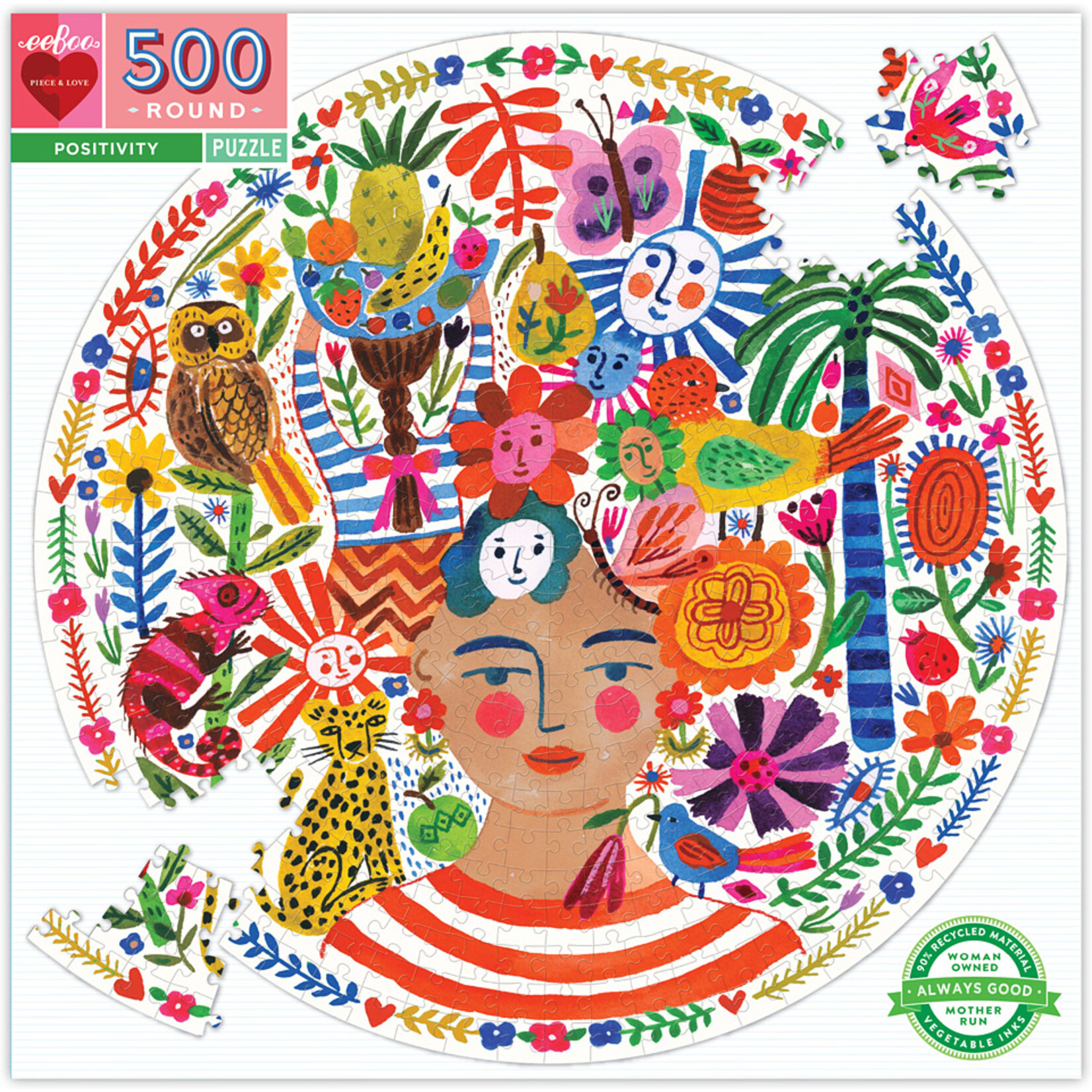 Eeboo Positivity Round - 500 Piece Puzzle