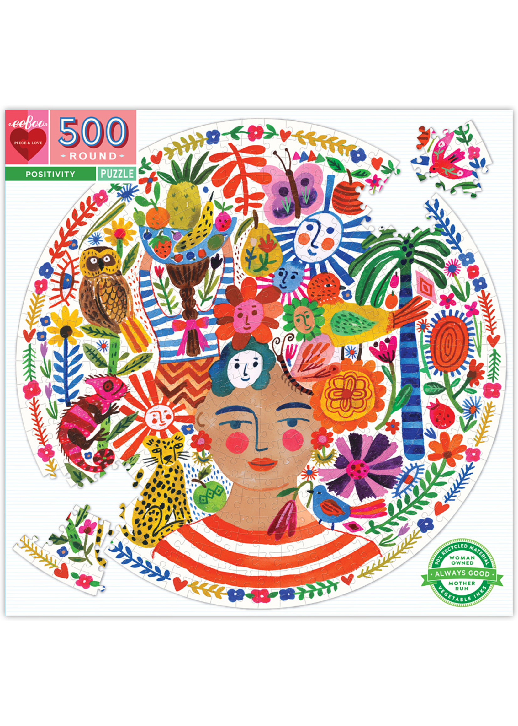 Eeboo Positivity Round - 500 Piece Puzzle