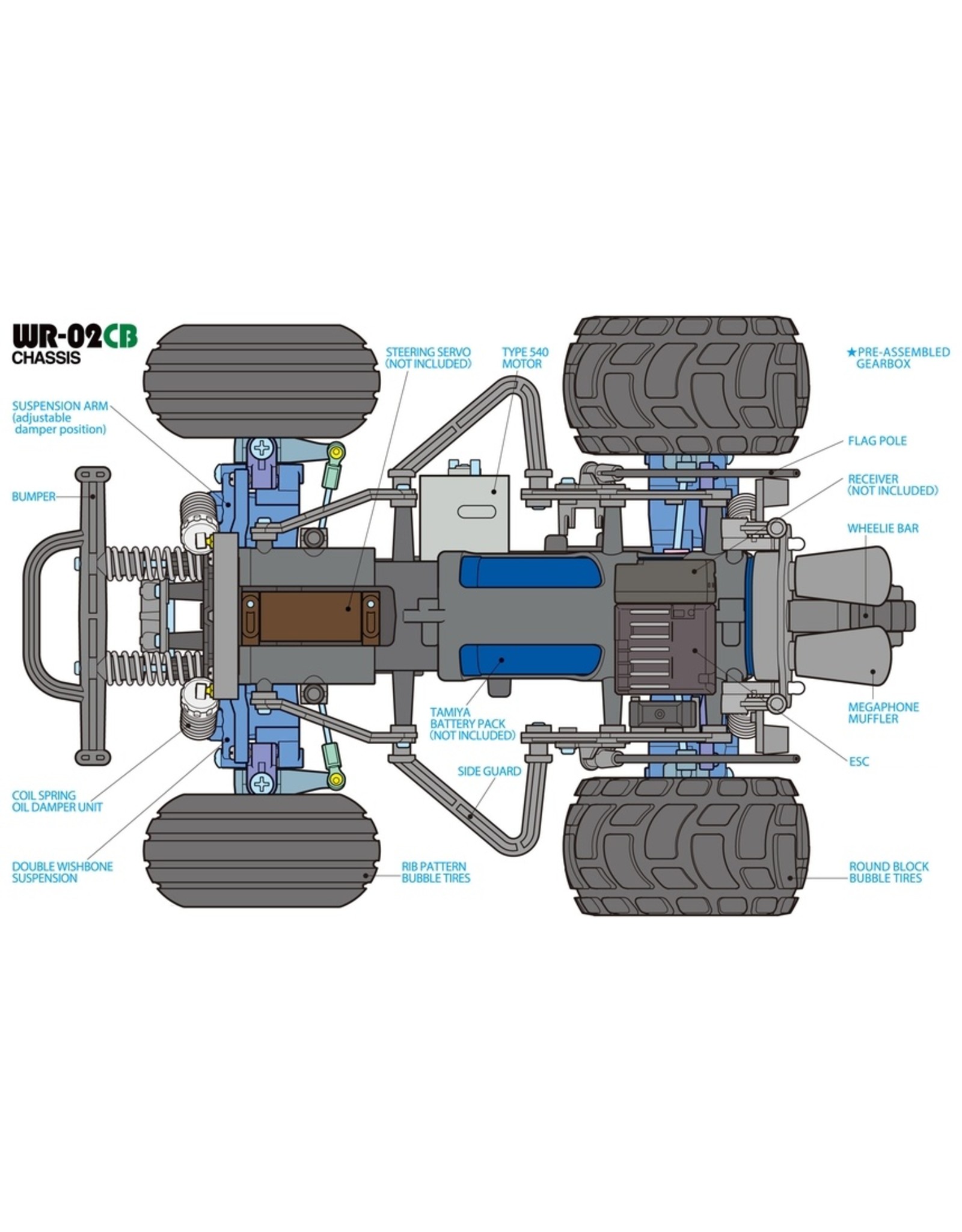Tamiya 58662 - 1/10 Comical Grasshopper 2WD - WR-02CB Chassis Kit - Hub Hobby