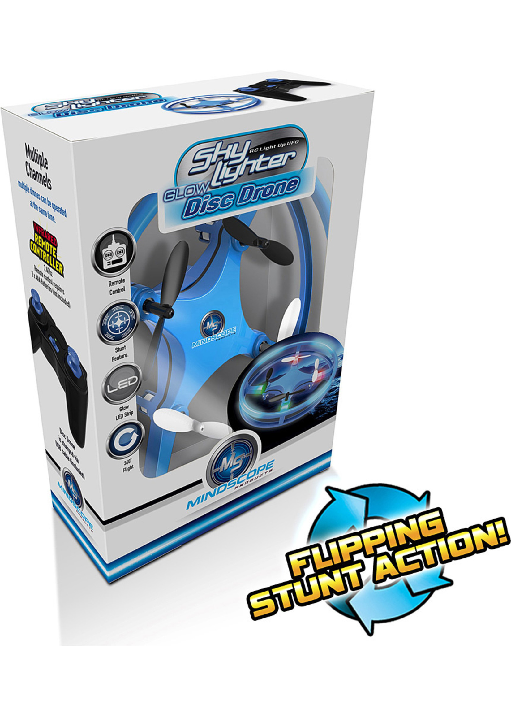 Mindscope Sky Lighter Glow Disc Drone - Blue