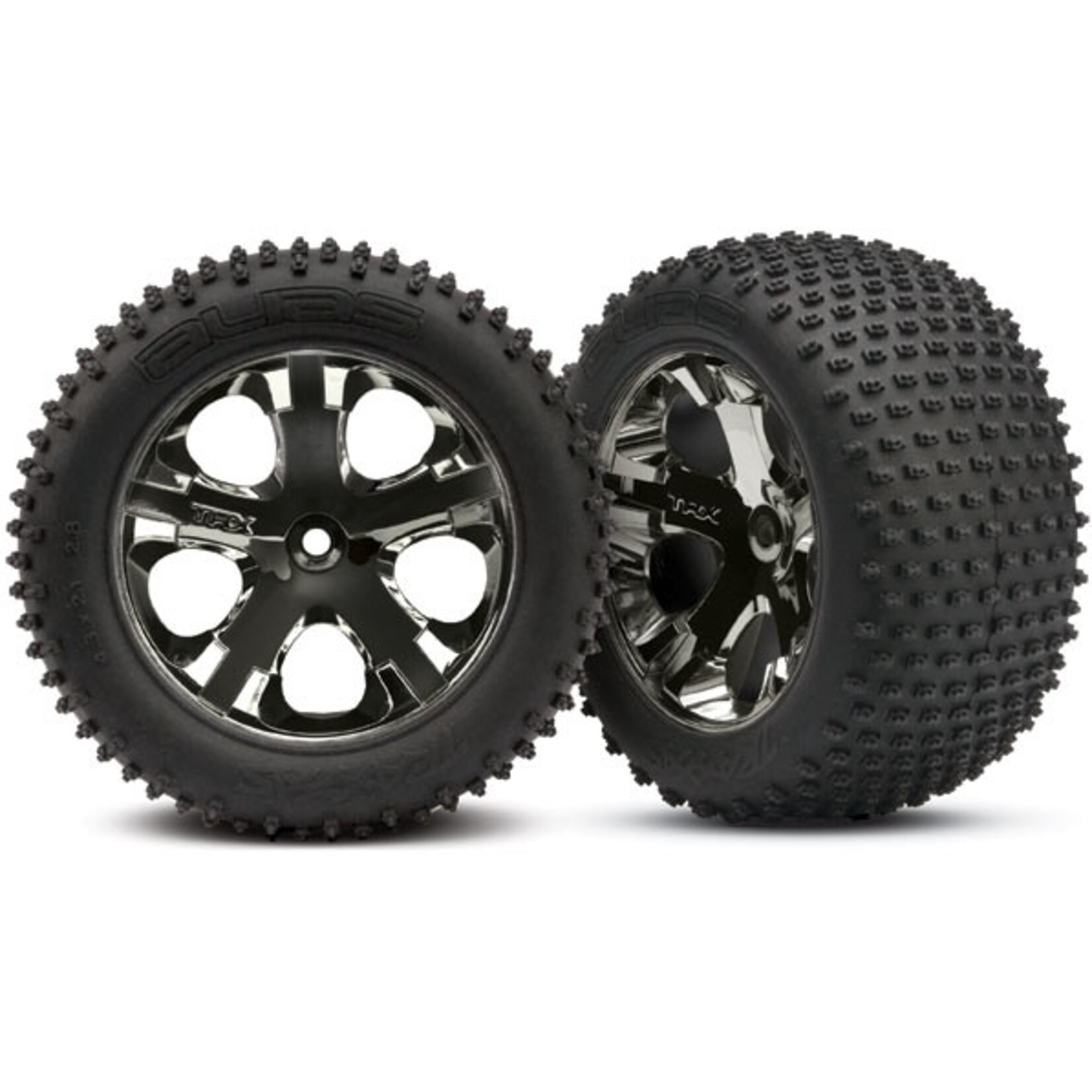 Traxxas 3770A - All-Star Black Chrome Wheels / Alias Tires - 2WD Electric Rear
