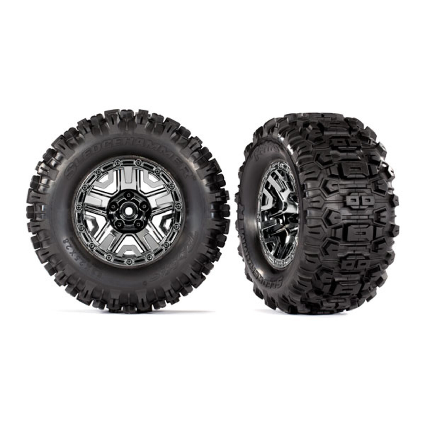 Traxxas 9072 - Black Chrome 2.8" Wheels / Sledgehammer Tires