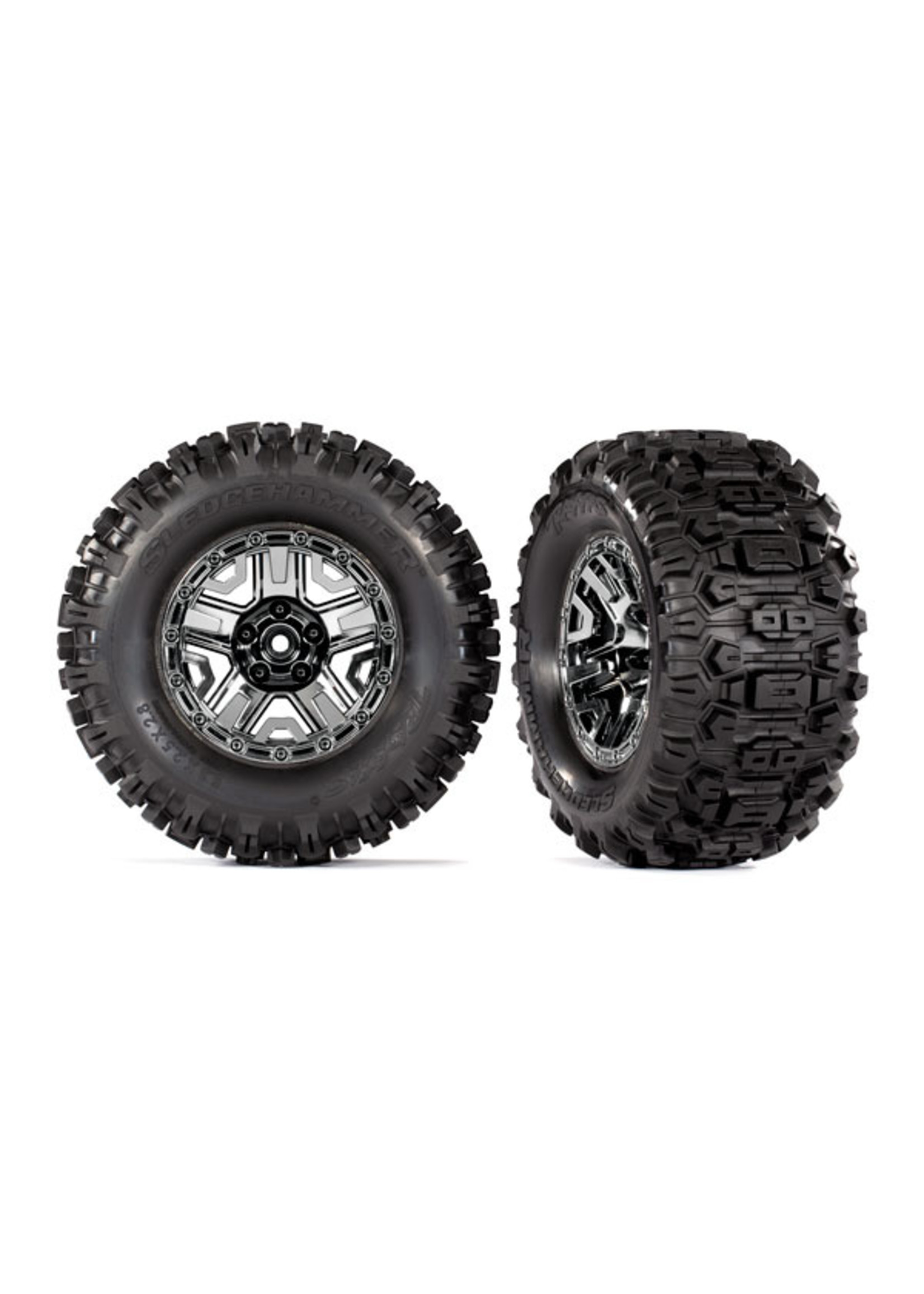 Traxxas 9072 - Black Chrome 2.8" Wheels / Sledgehammer Tires