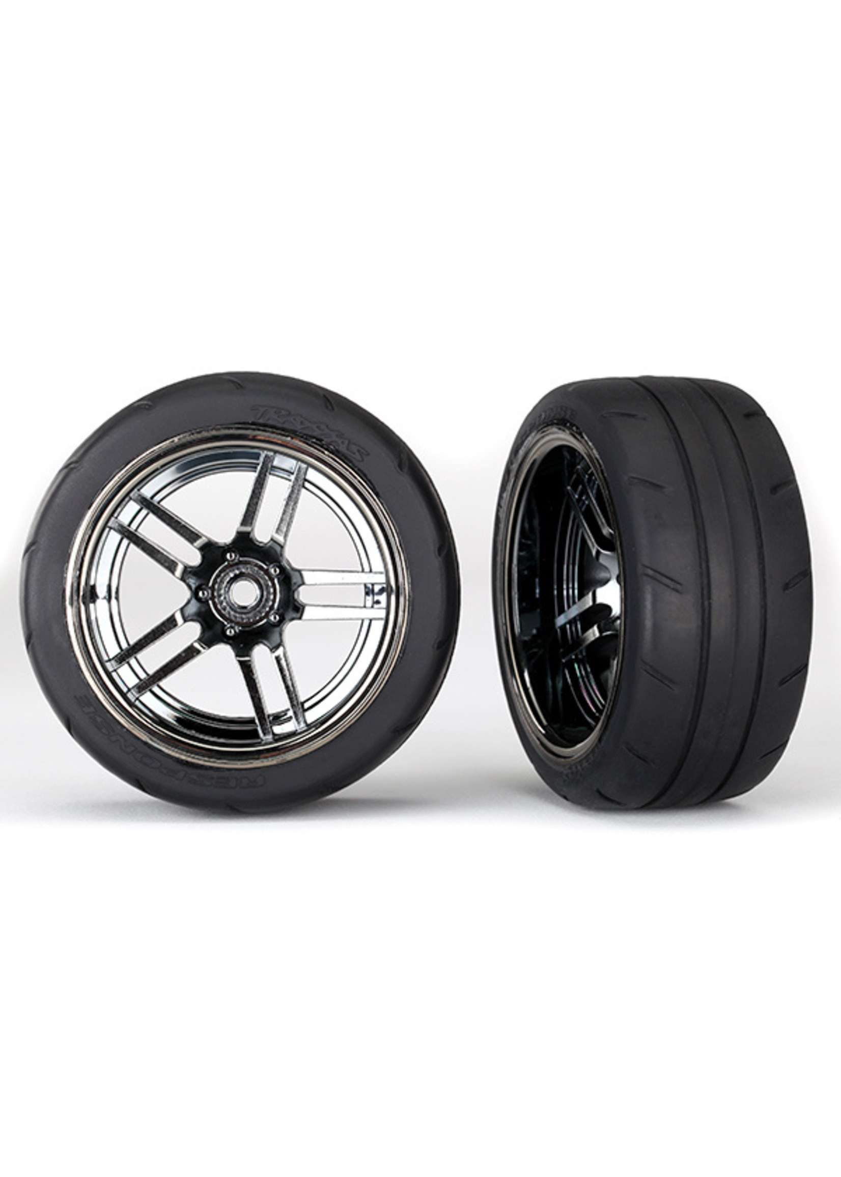 Traxxas 8374 - Split-Spoke Black Chrome Wheels / 1.9" Response Tires - X-Wide