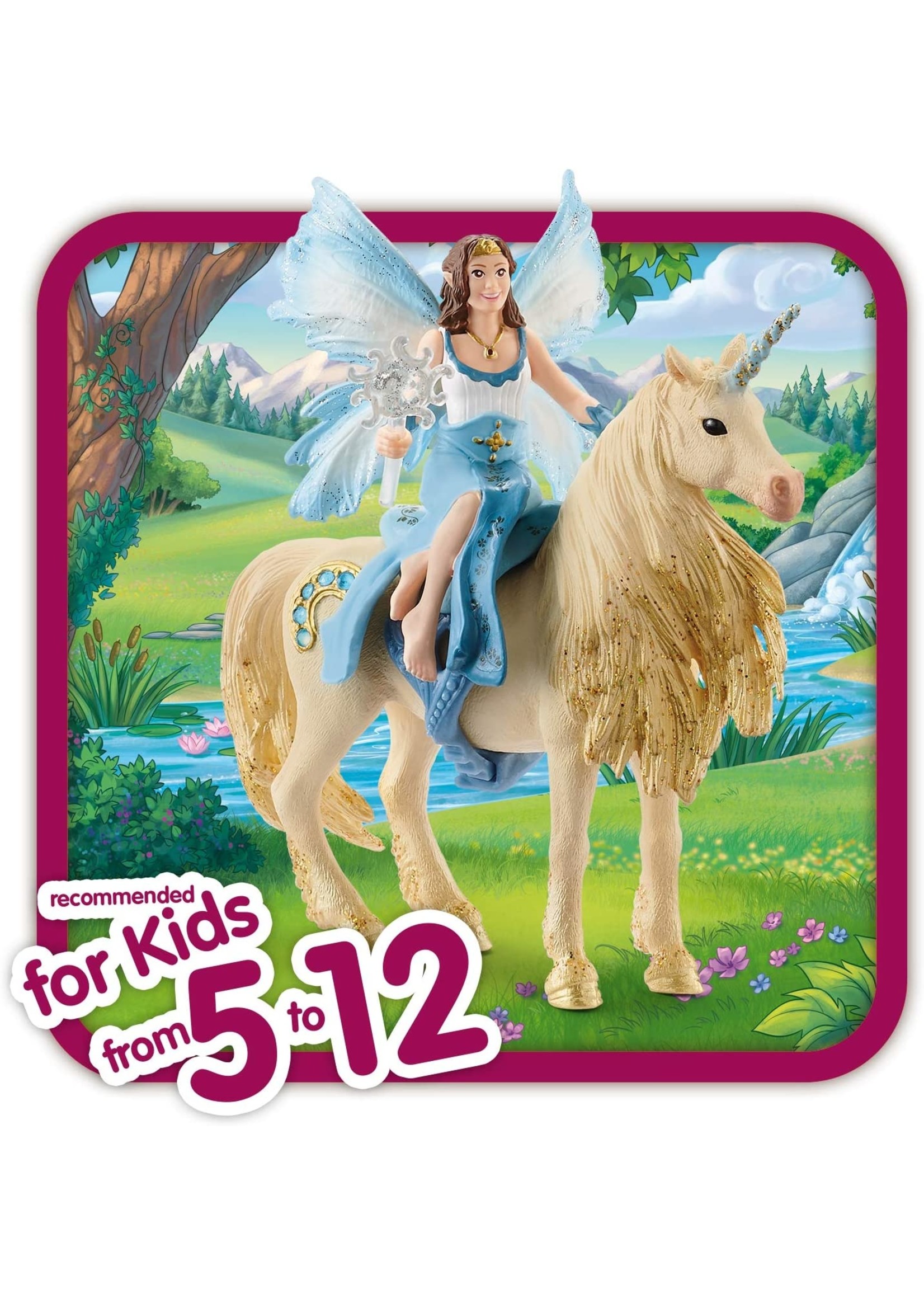 Schleich 42508 Bayala Eyela Riding on Golden Unicorn Figure for sale online 