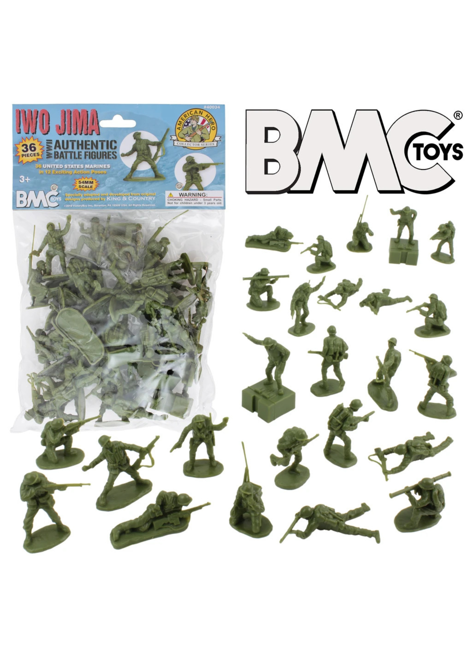 BMC 40034 - WWII IWO Jima US Marines Plastic Army Men - 36 Piece