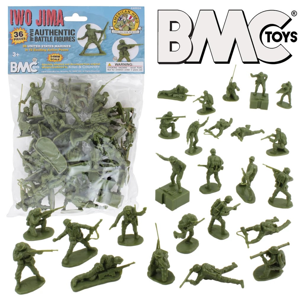 40034 - WWII IWO Jima US Marines Plastic Army Men - 36 Piece