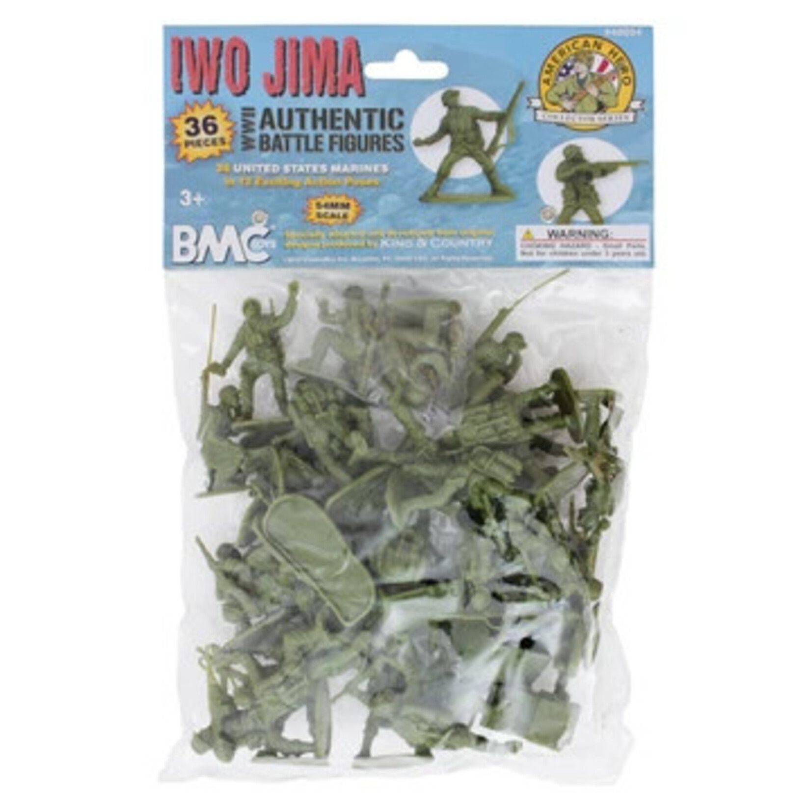 BMC 40034 - WWII IWO Jima US Marines Plastic Army Men - 36 Piece