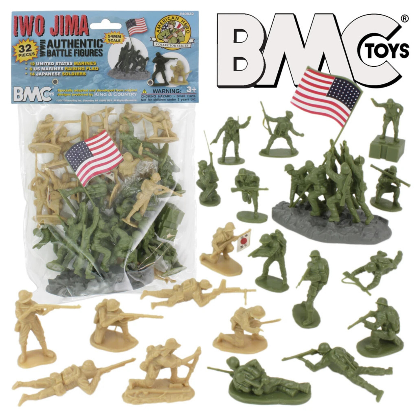 Stevens International 40032 - WWII IWO Jima Plastic Army Men - 32 Piece