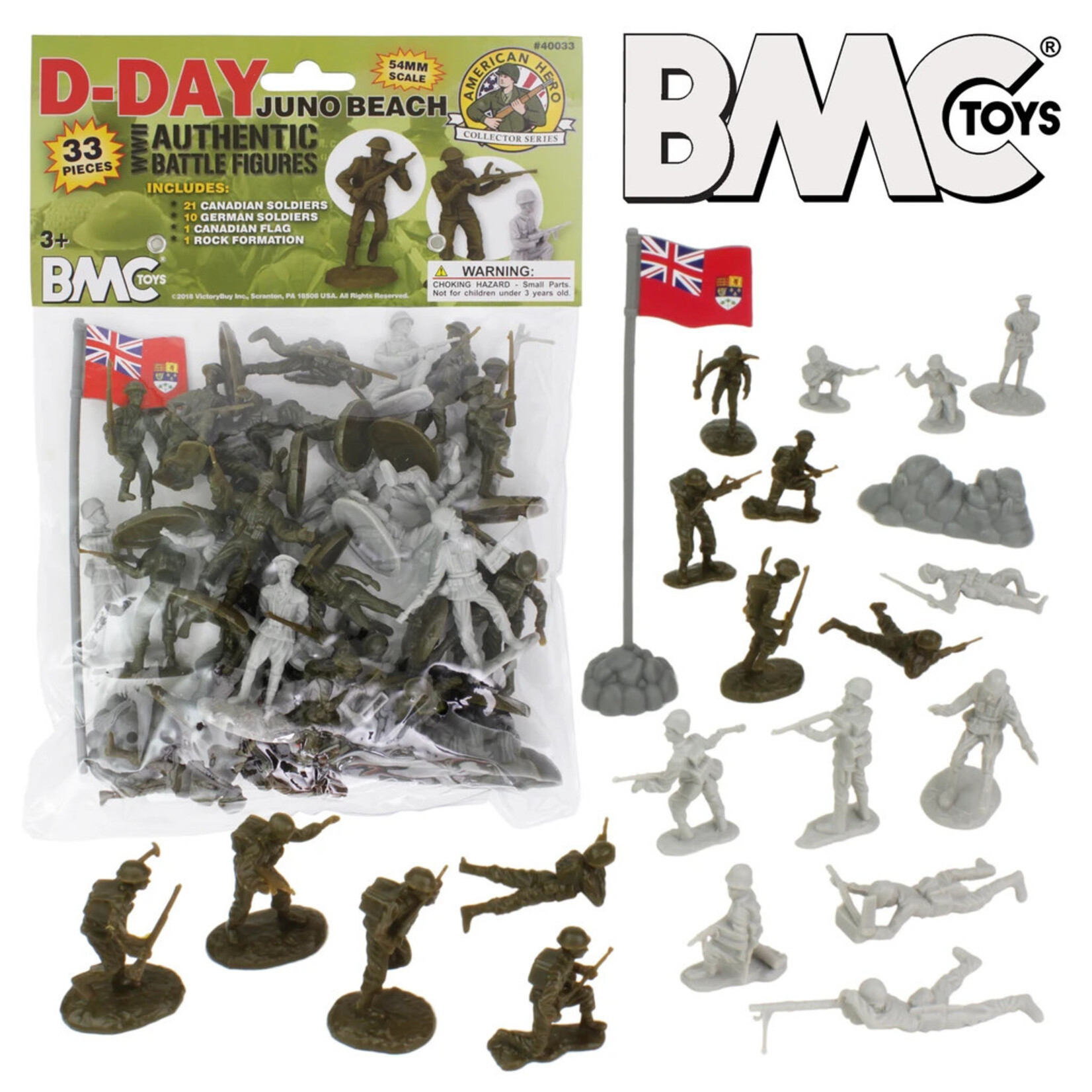 Stevens International 40033 - WWII D-Day Juno Beach Plastic Army Men - 33 Piece