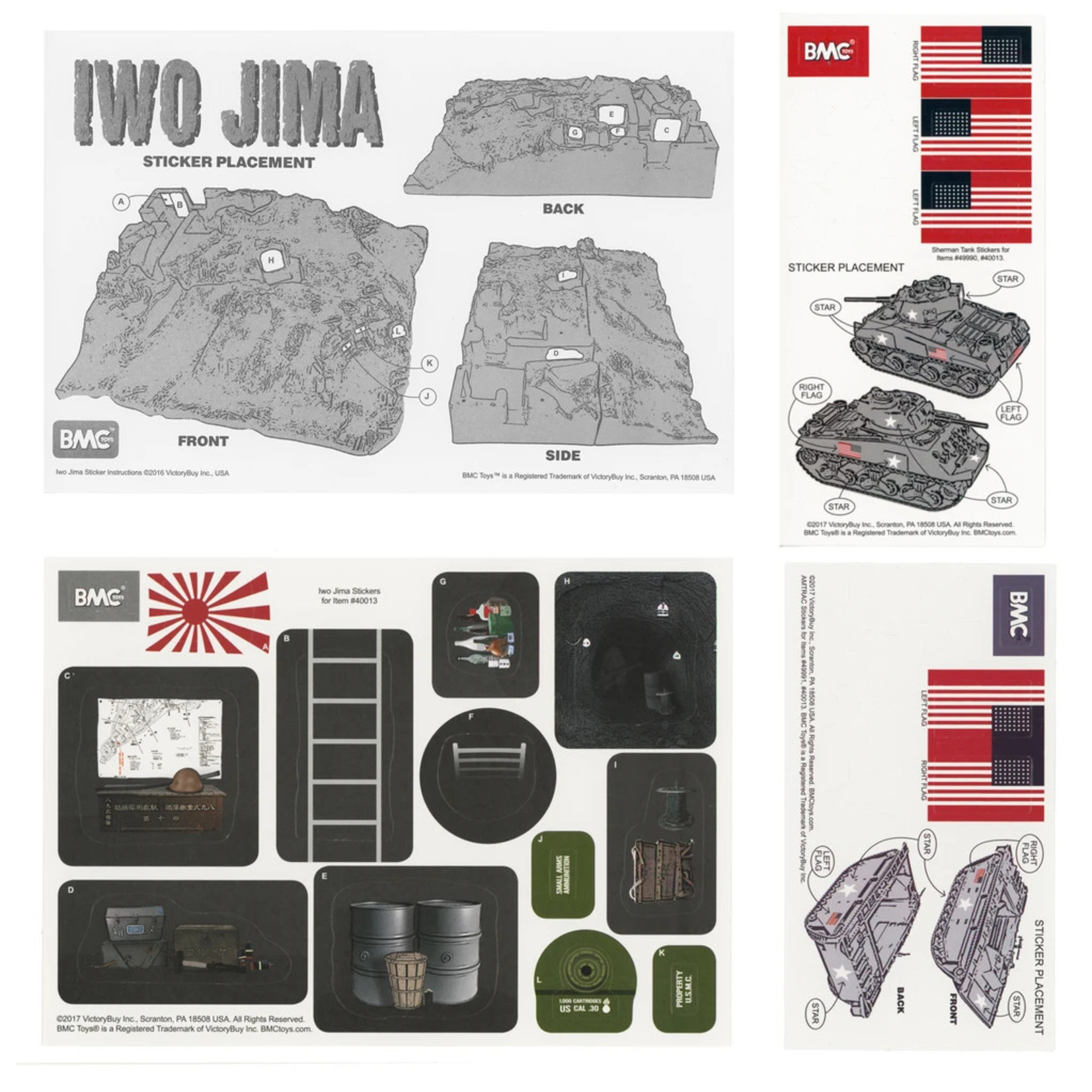 BMC 40036 - WWII IWO Jima Plastic Army Men, Tanks, and Island - 72 Piece