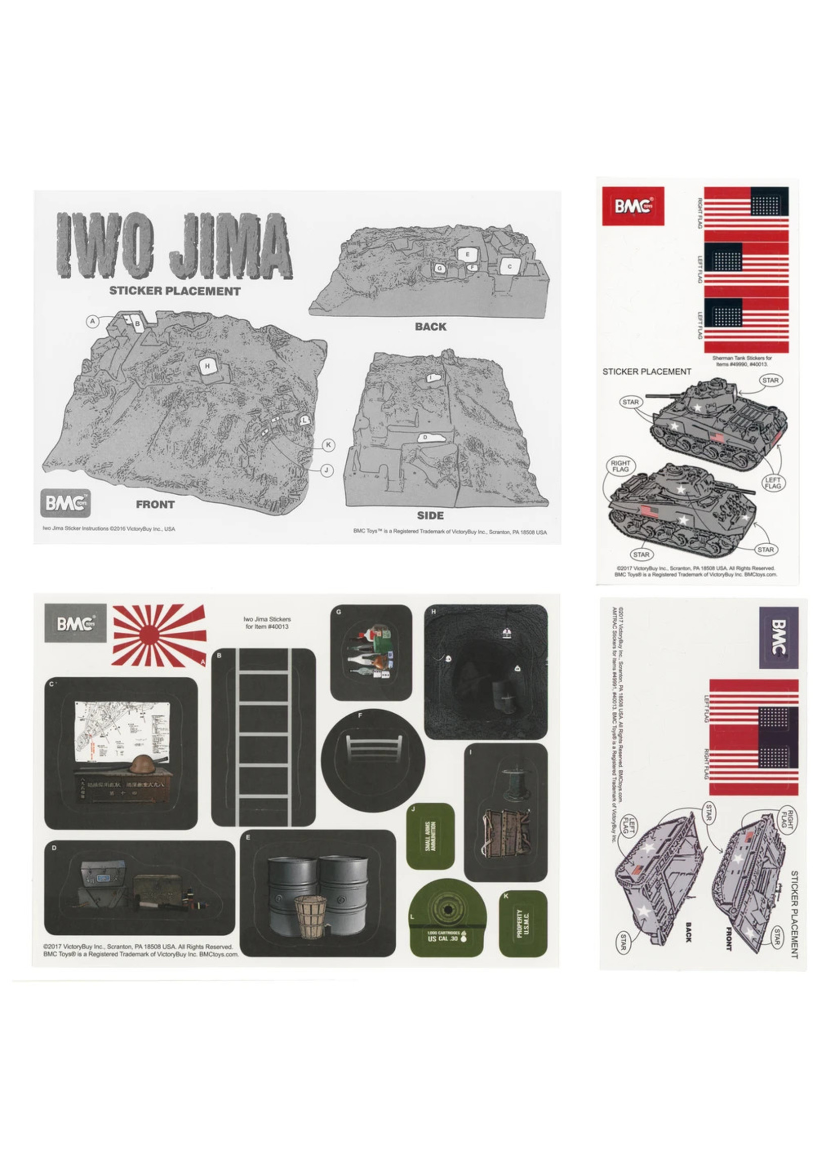 BMC 40036 - WWII IWO Jima Plastic Army Men, Tanks, and Island - 72 Piece