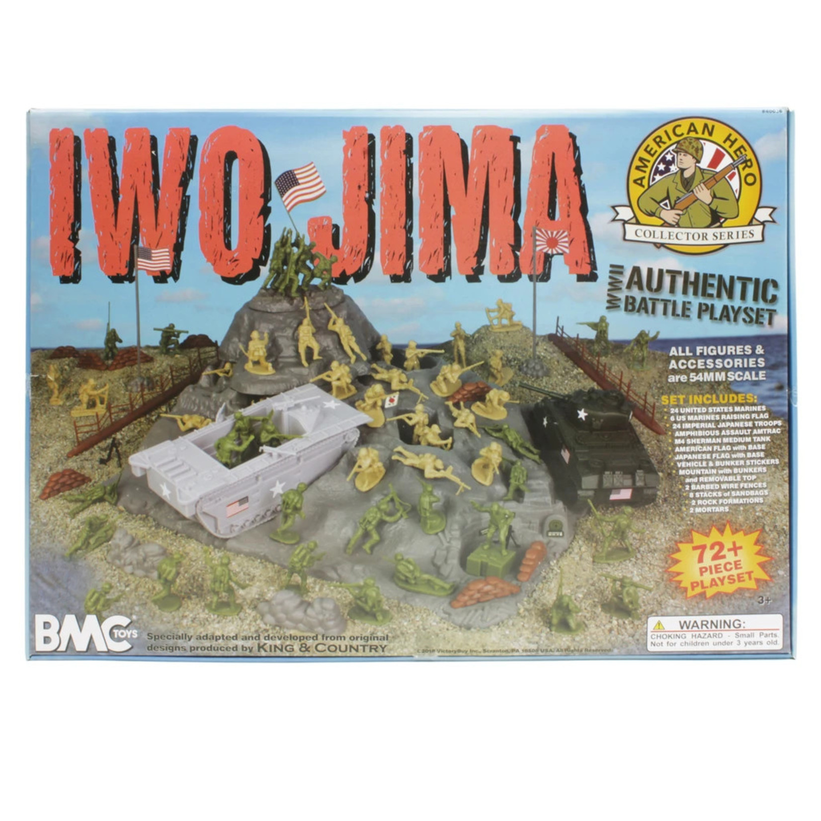 BMC 40036 - WWII IWO Jima Plastic Army Men, Tanks, and Island - 72 Piece