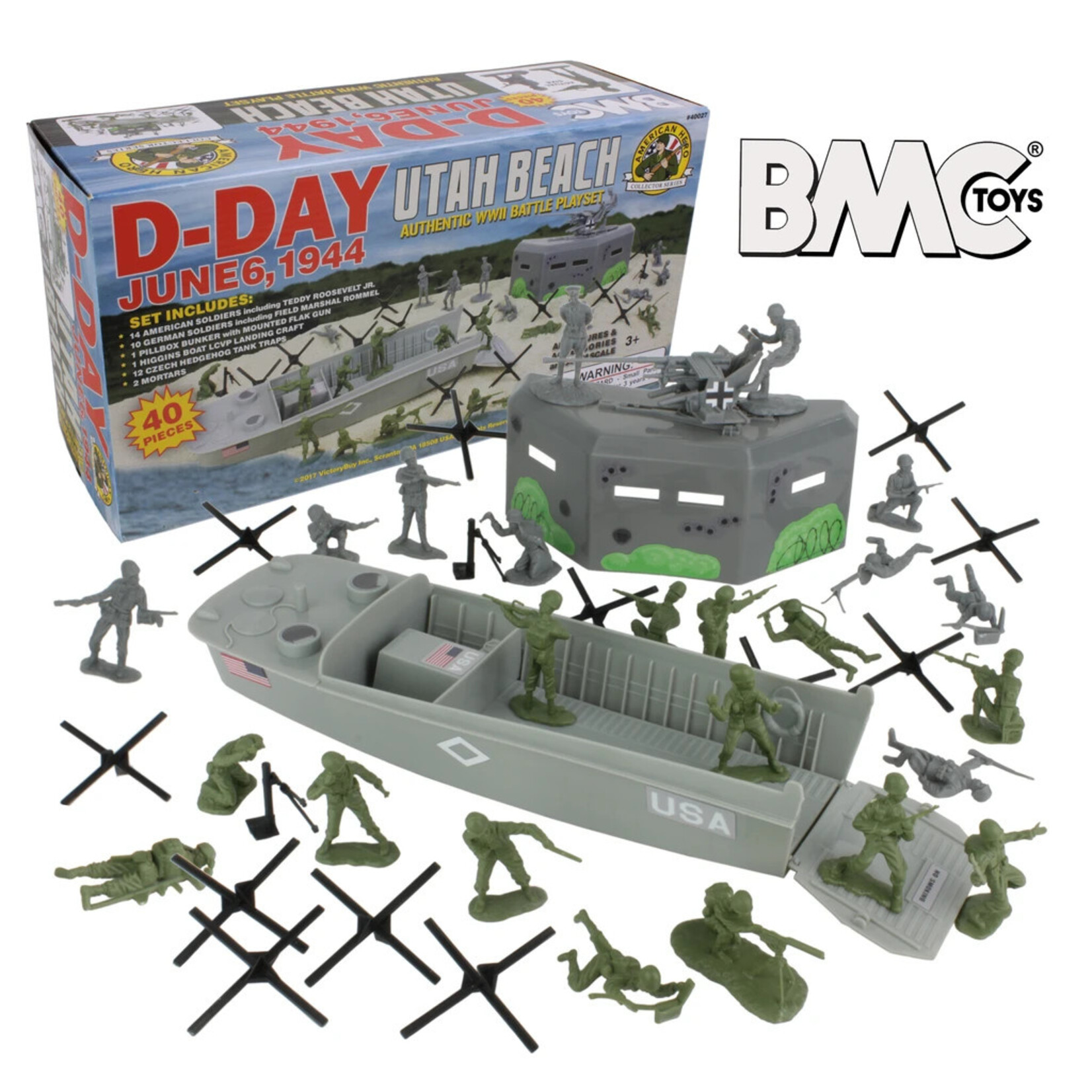Stevens International 40027 - WWII D-Day Plastic Army Men Utah Beach - 40 Piece