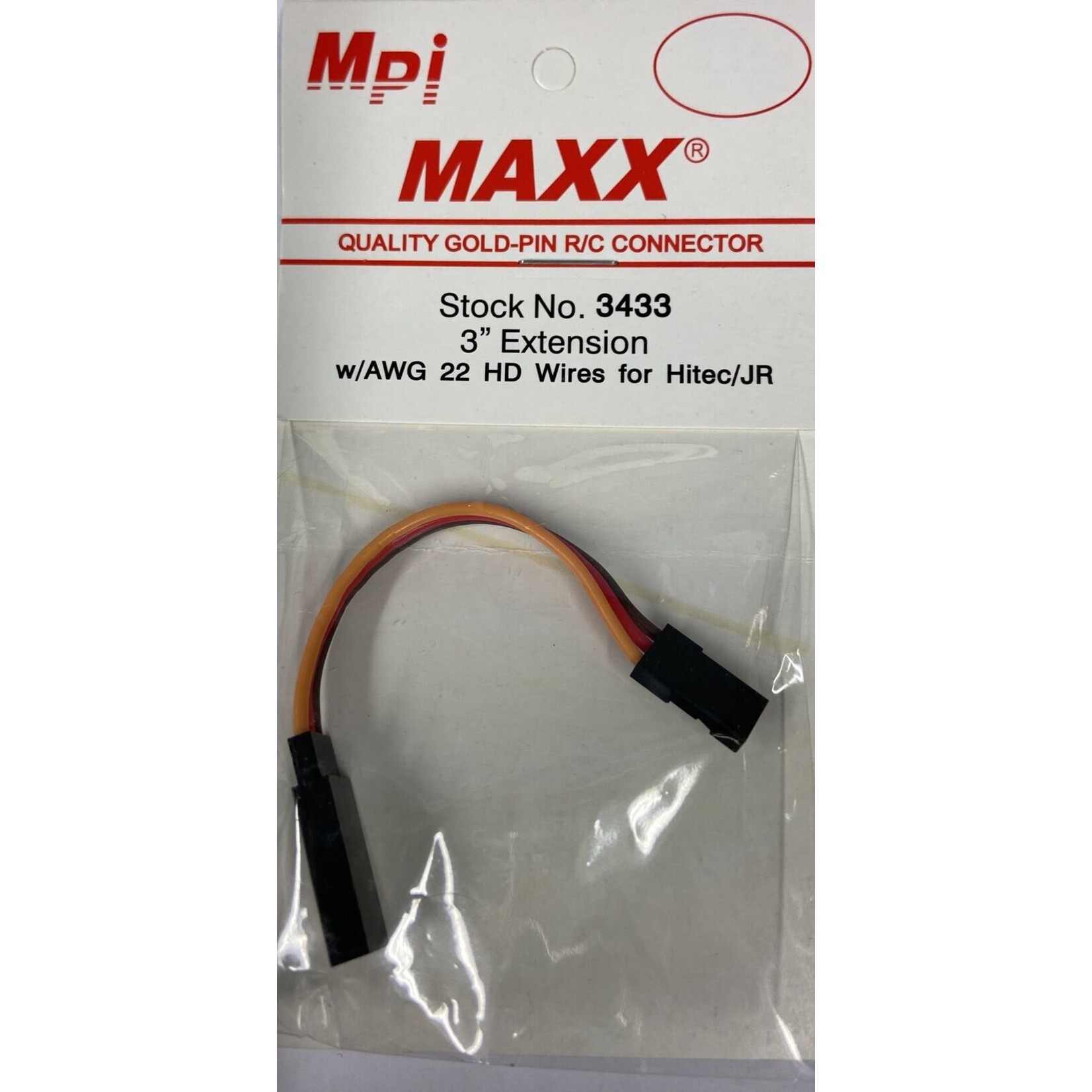 MPI MPI 3433 - Hitec/JR/AirZ 3'' Extension with Heavy Duty Wire