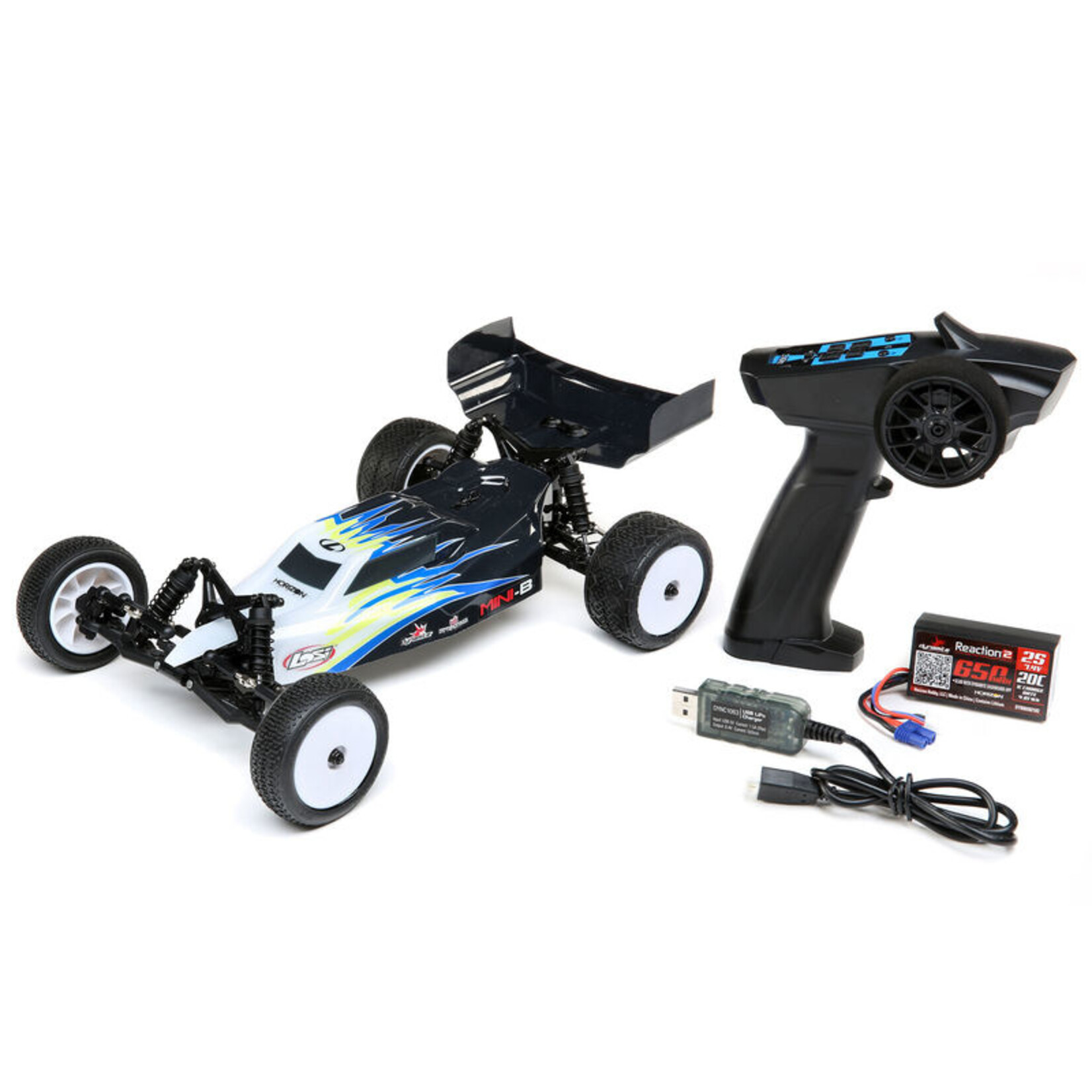 Losi 1/16 Mini-B Brushed 2WD RTR Buggy - Black/White