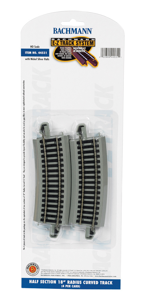 44531 - Half-Section 18" Radius Curved HO Scale EZ Track