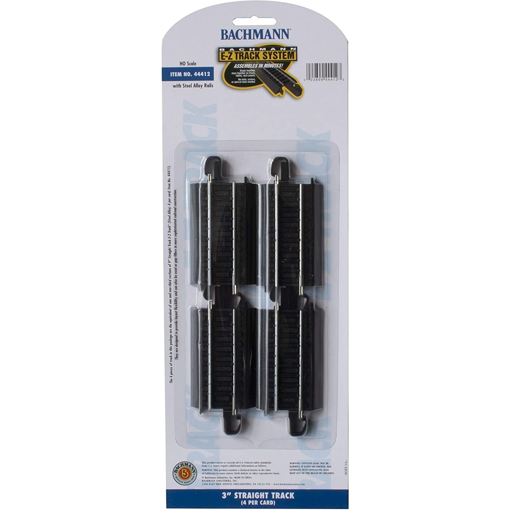 Bachmann 44412 - 3" Straight HO Scale EZ Track