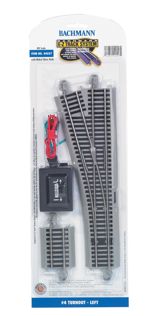 44557 - #4 Turnout - Left - HO Scale EZ Track