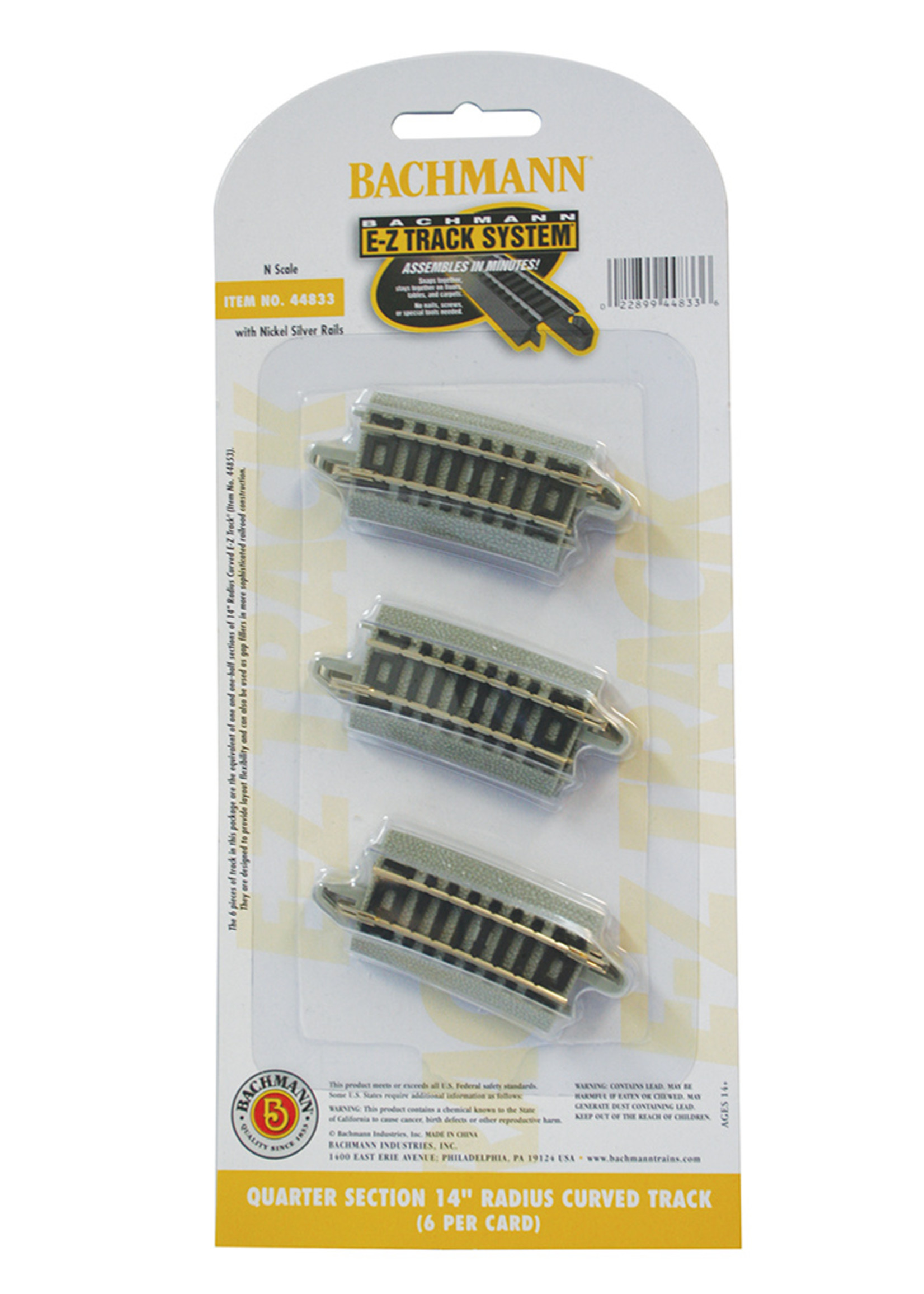 Bachmann 44833 - Quarter Section 14" Radius Curved Track - N Scale EZ Track