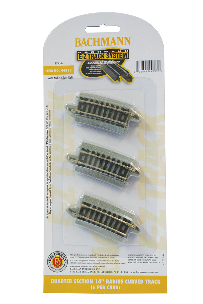 44833 - Quarter Section 14" Radius Curved Track - N Scale EZ Track