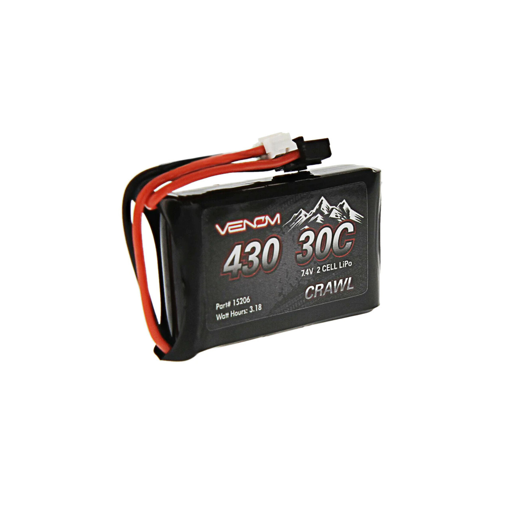 Venom Racing 15206 - 7.4V 430mAh 2S 30C LiPo Battery, JST-PH 2.0: SCX24