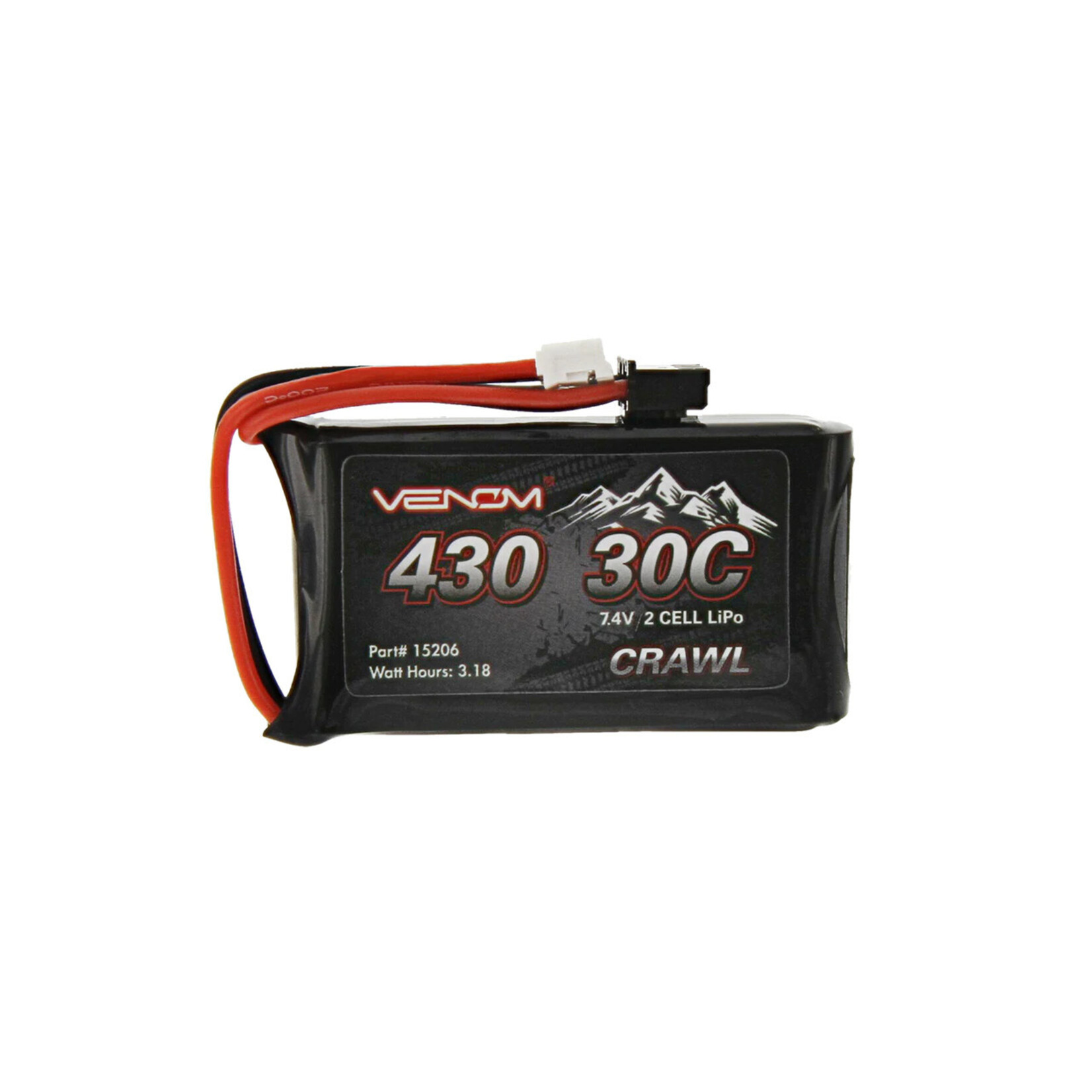 Venom Racing 15206 - 7.4V 430mAh 2S 30C LiPo Battery, JST-PH 2.0: SCX24