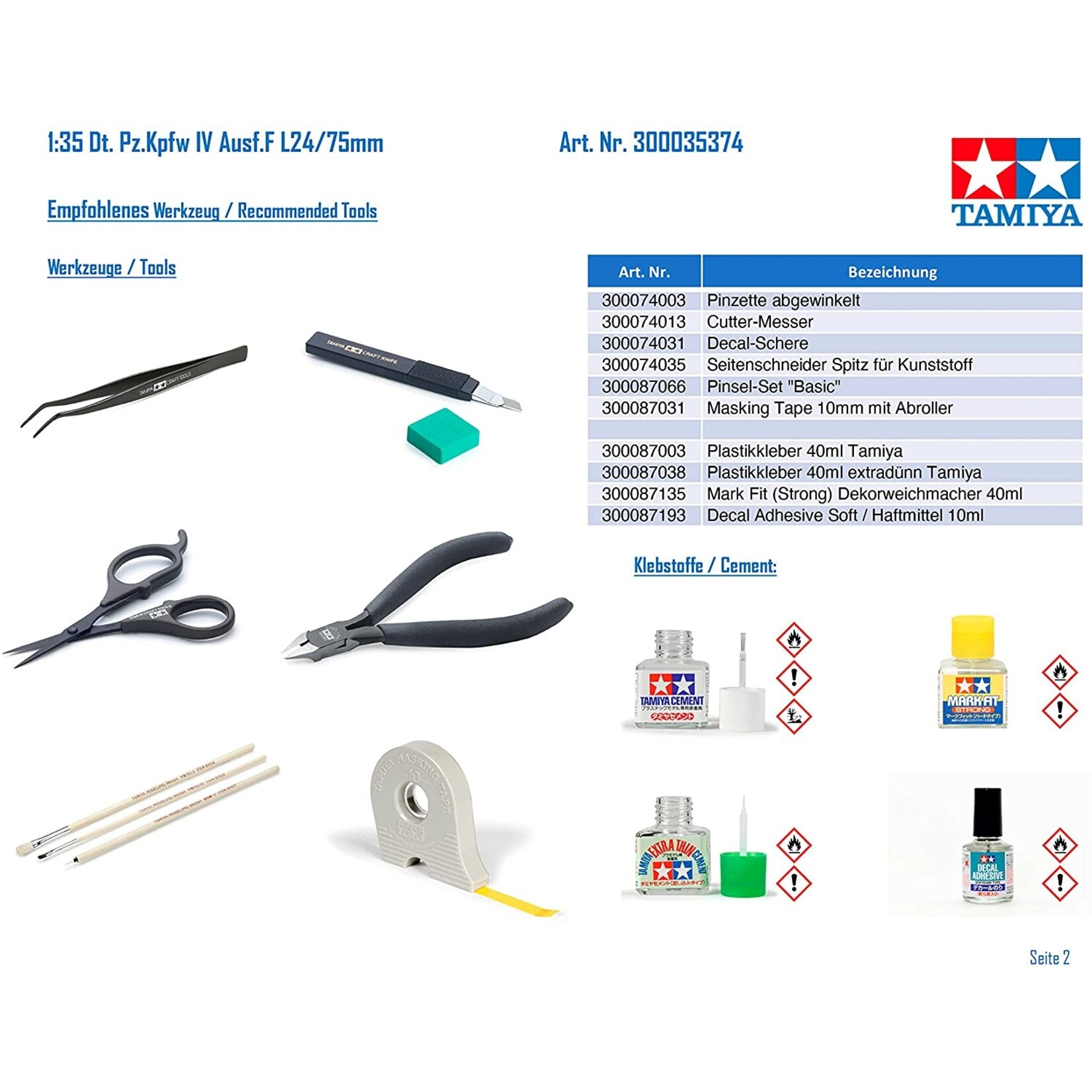 Tamiya 35374 - 1/35 German Tank PZ. KPFW. IV