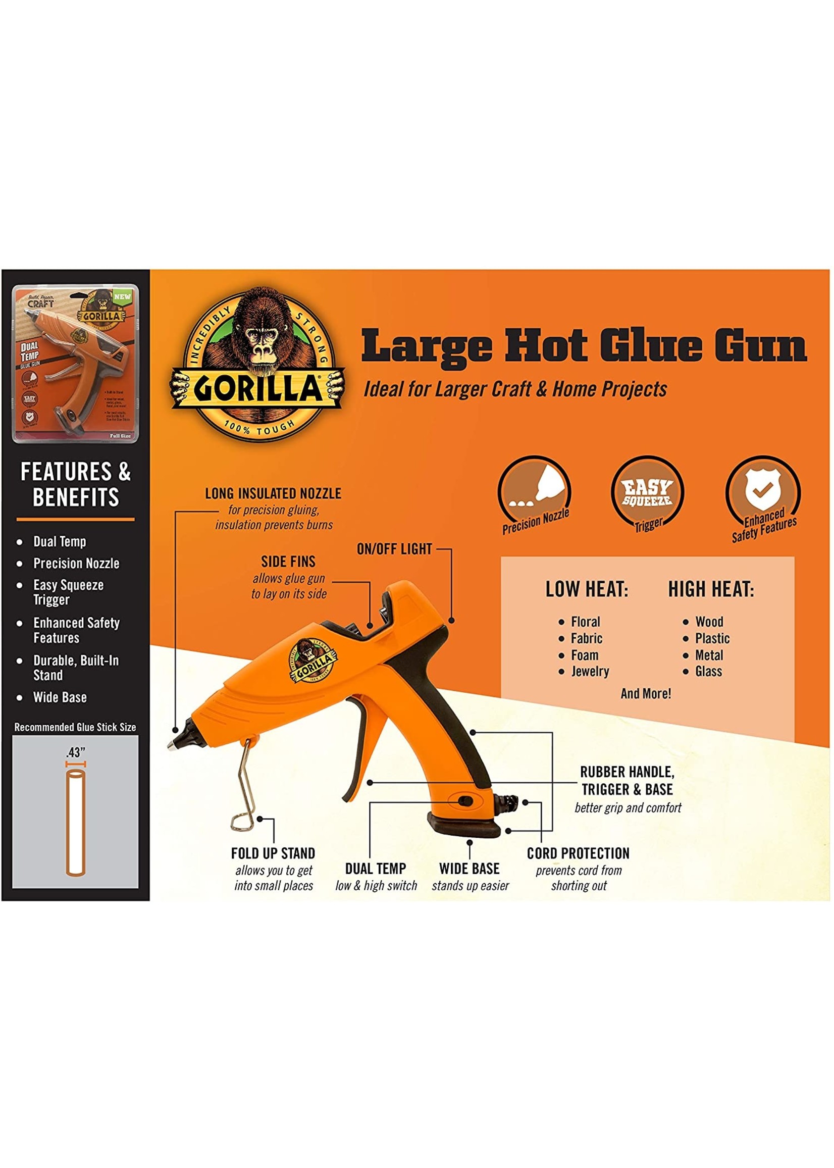 100424 - Gorilla Hot Glue Gun - Large - Hub Hobby