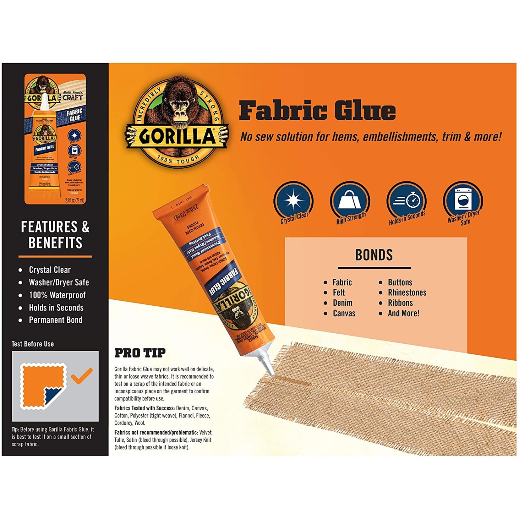 Gorilla Glue 8025507 - Gorilla Fabric Glue (2.5 oz)