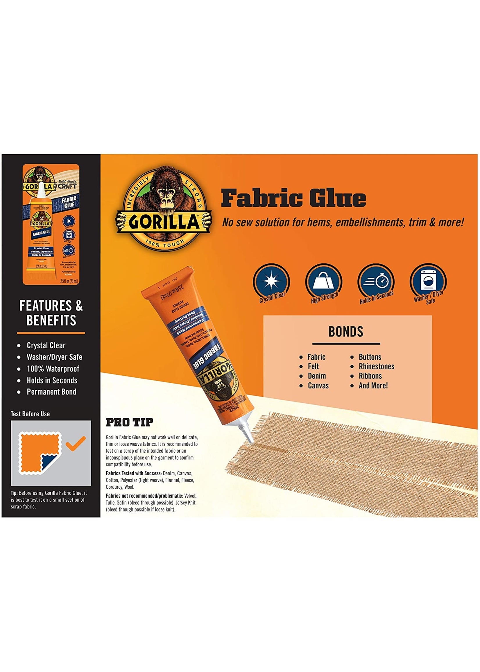 Gorilla Glue 8025507 - Gorilla Fabric Glue (2.5 oz)