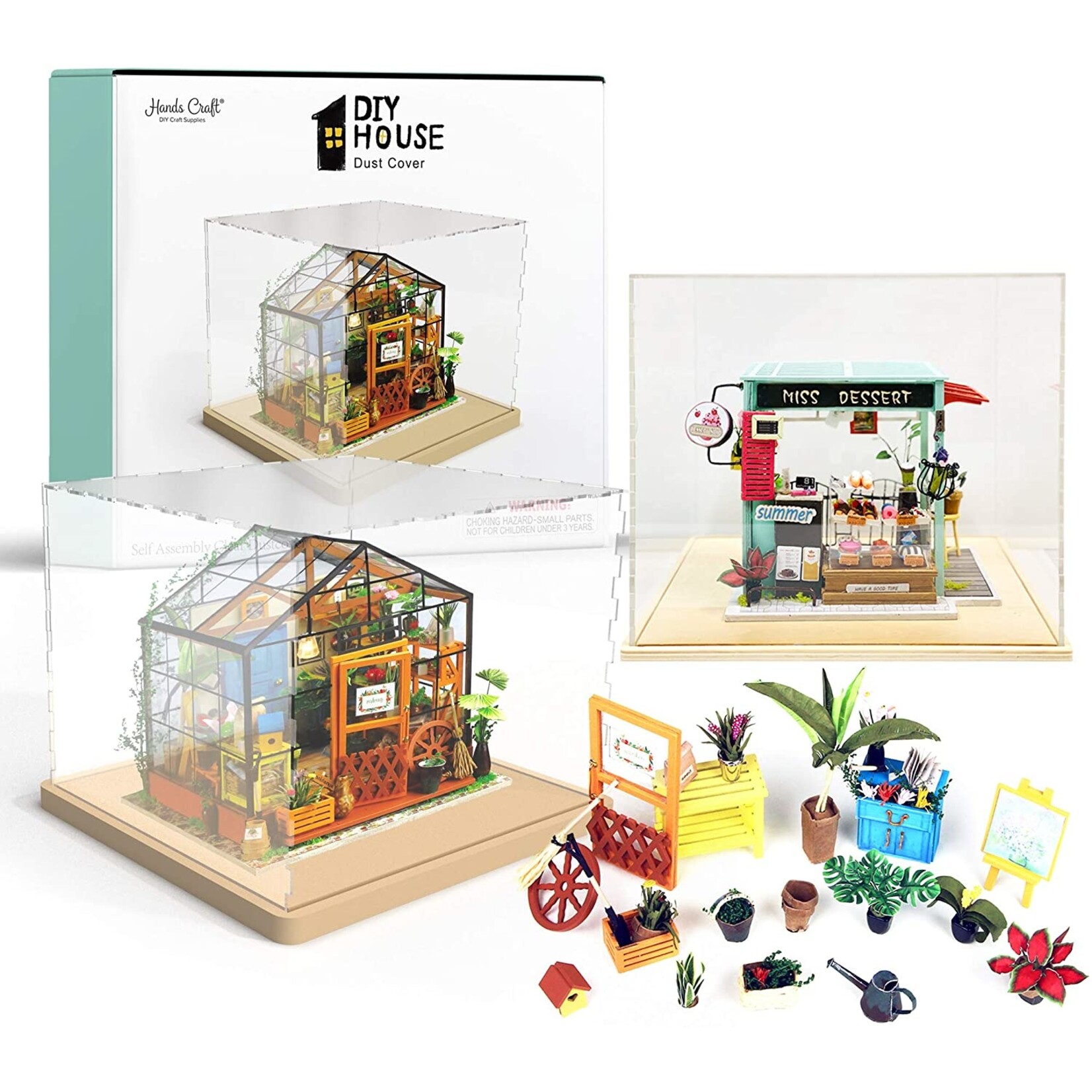 Hands Craft Acrylic Dustcover Case for DIY Miniatures