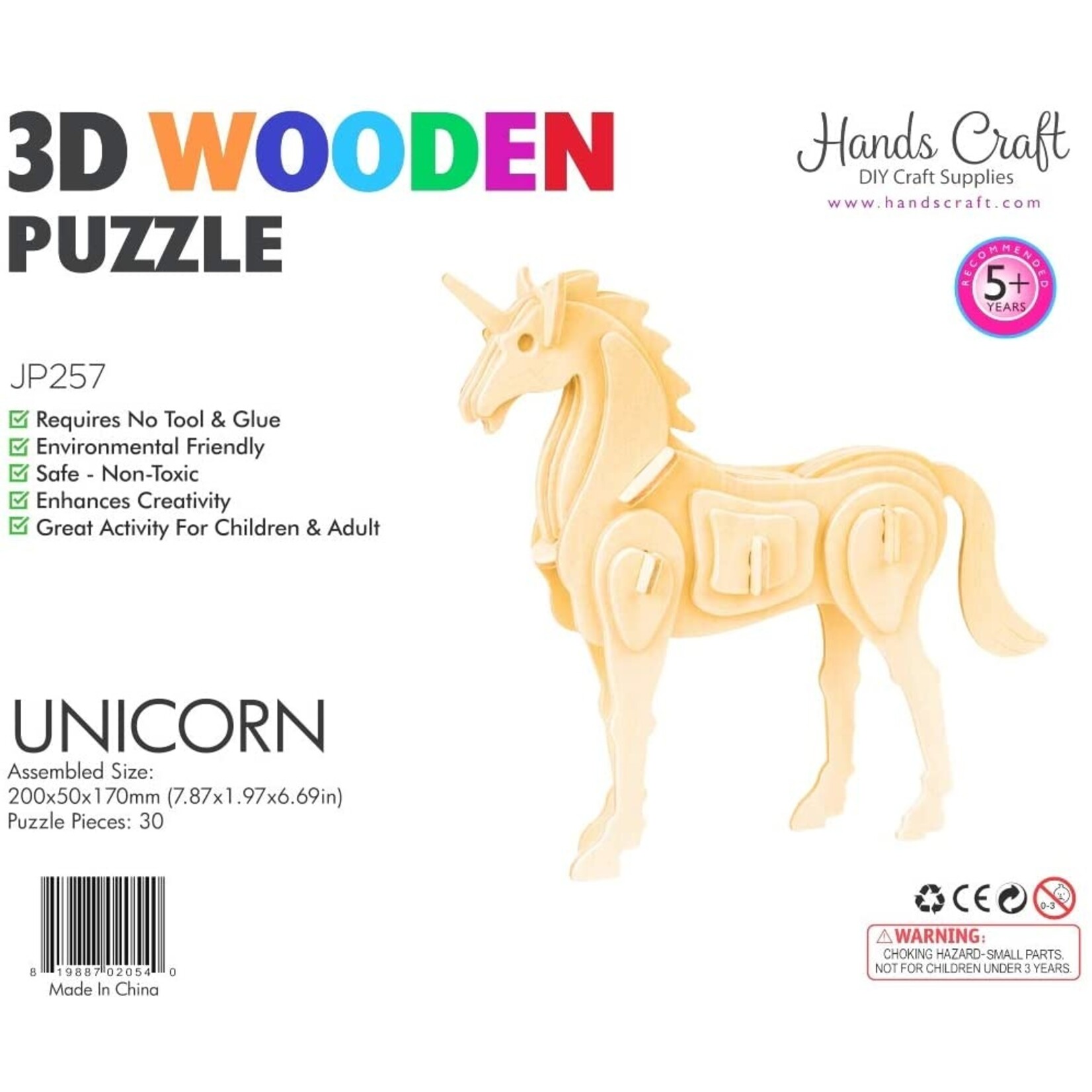 Hands Craft 3D Wooden Puzzle - Unicorn