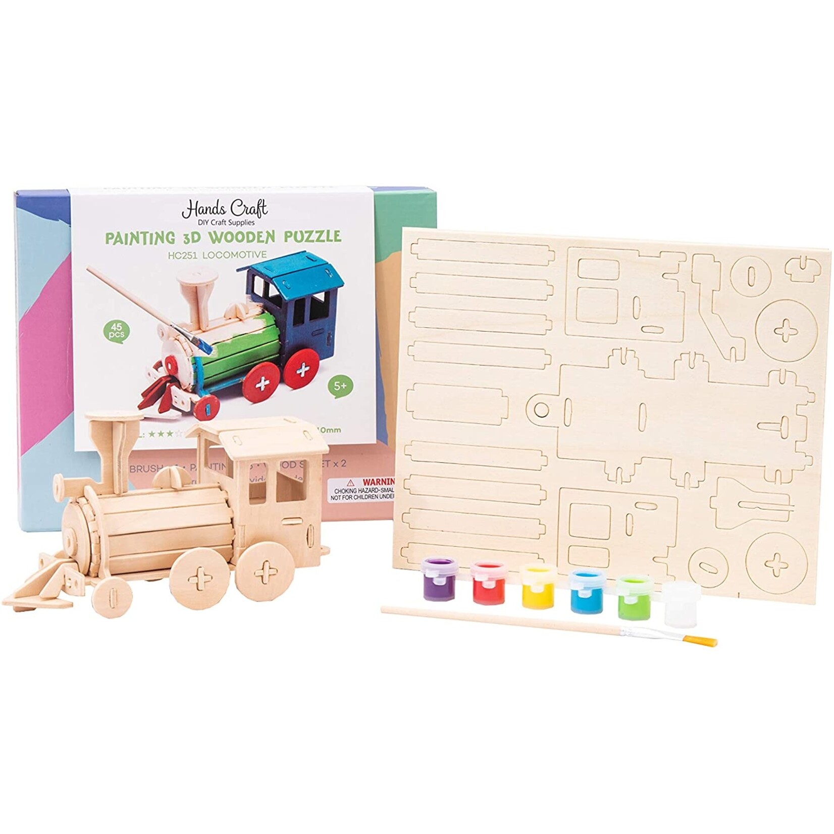 Hands Craft 3D Wooden Puzzle Paint Kit - Locomotive