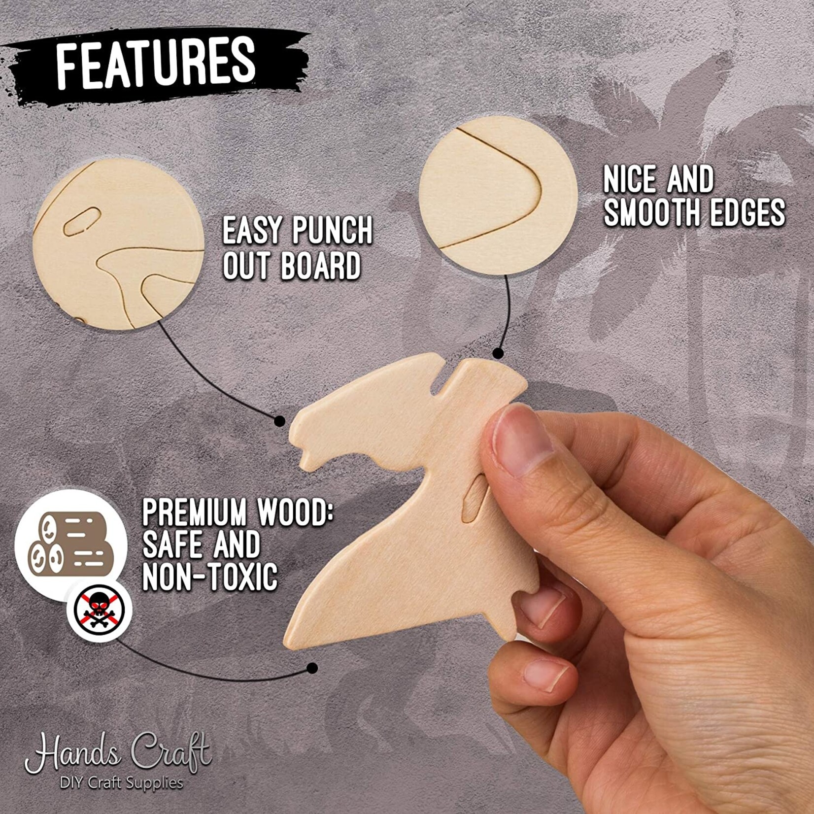 Hands Craft 3D Wooden Puzzle 6ct - Dinosaur