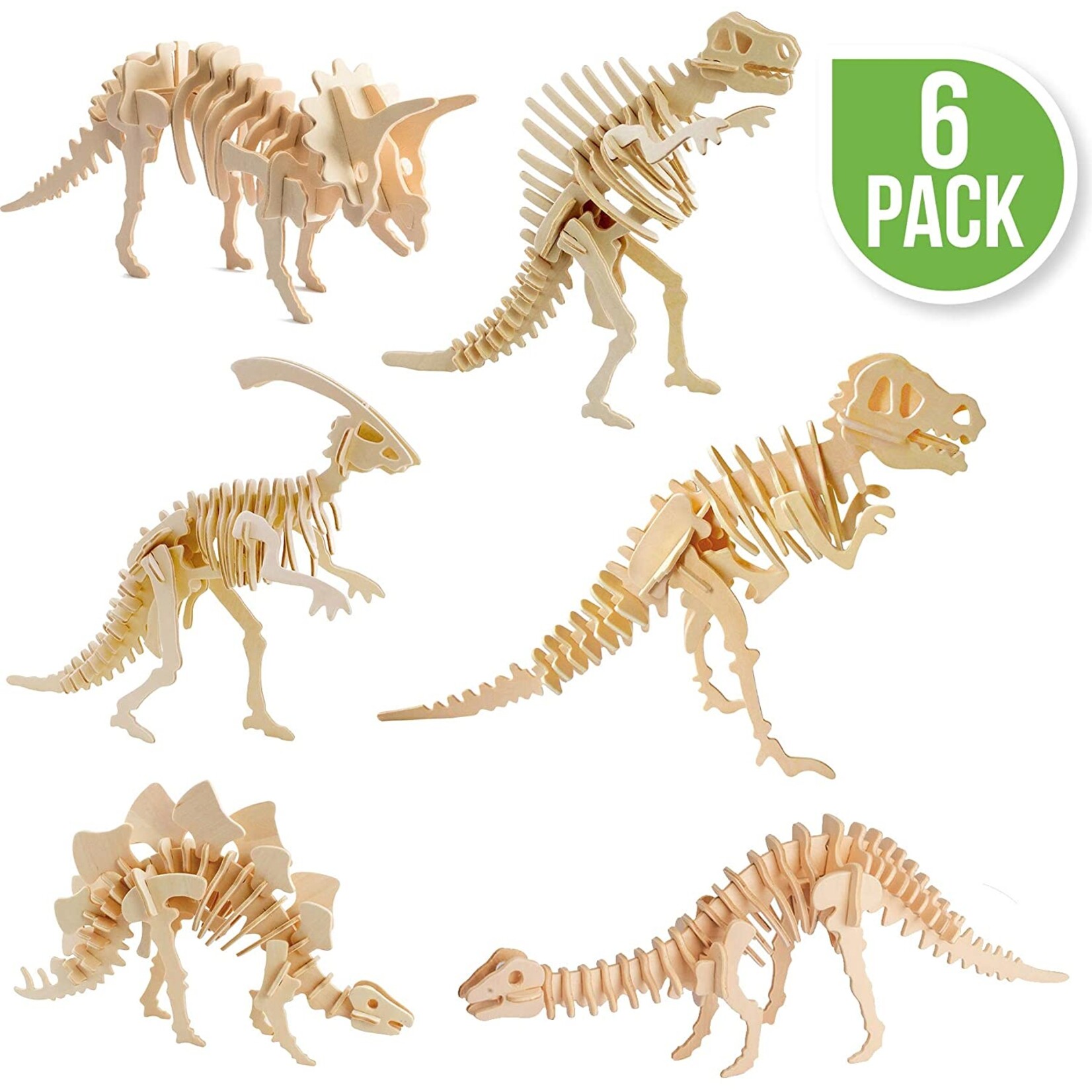 Hands Craft 3D Wooden Puzzle 6ct - Dinosaur